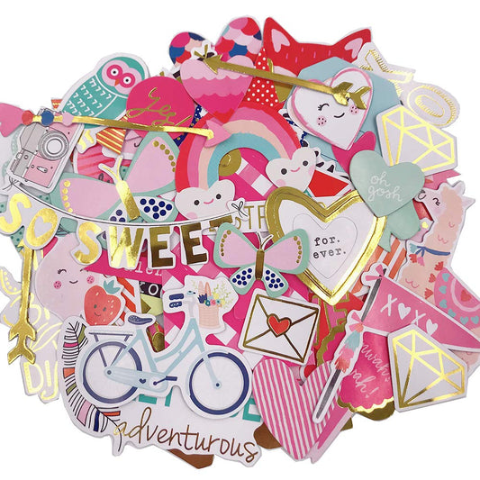 Scrapbook Stickers,80pcs Cardstock Stickers Love Stickers Decorative Masking Stickers for Personalize Laptop Scrapbook Daily Planner and Crafts