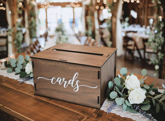 Wooden Wedding Card Box with Slot & Lid | Graduation Card Box 2026 & Grad Party | Rustic Vintage Decorations for Reception for Wedding Registry Gifts, Honeymoon Funds & Money | Baby & Bridal Shower