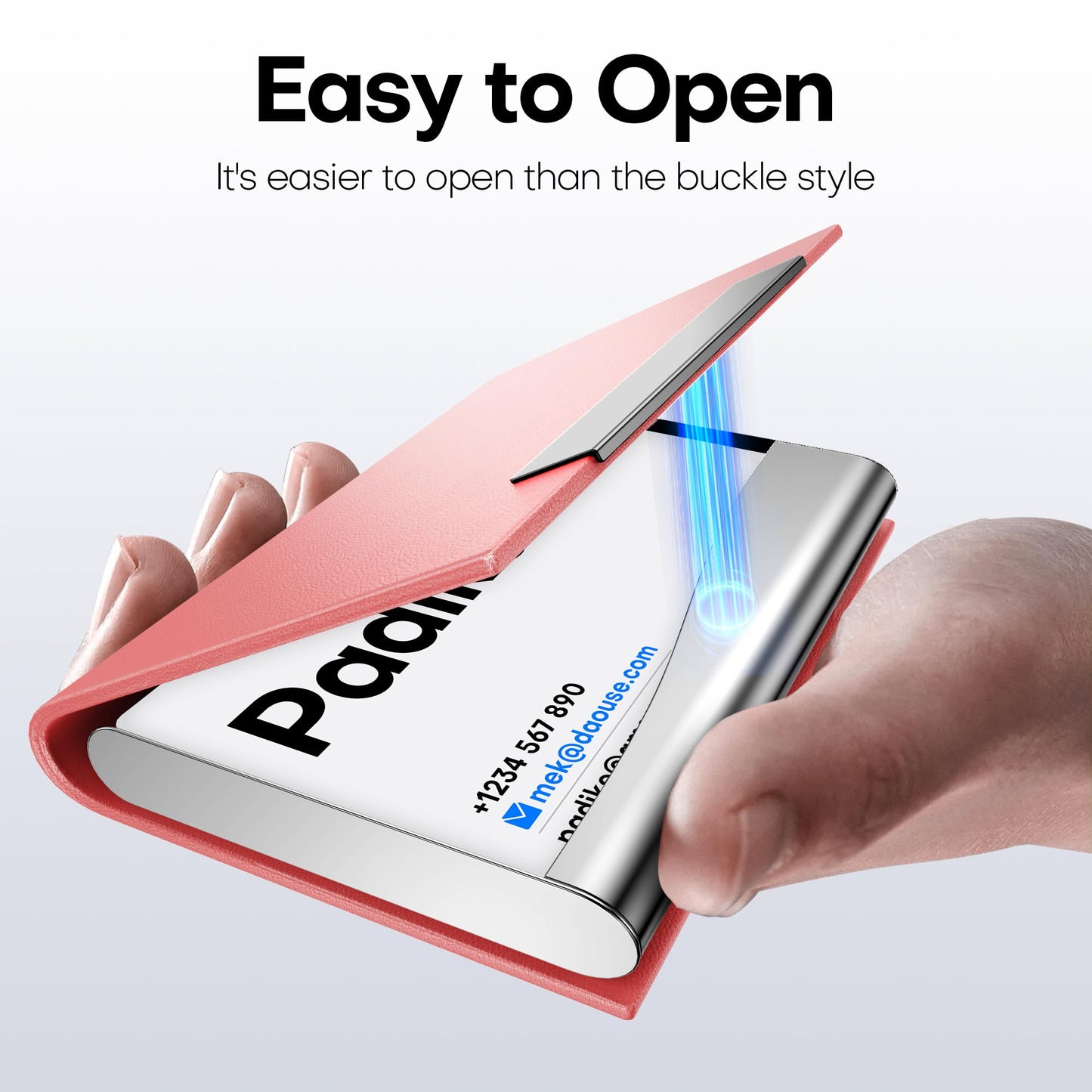 Padike Business Card Holder, Professional PU Leather & Stainless Steel Multi Card Case,Business Card Holder Wallet Credit Card ID Case/Holder for Men & Women. (Pink)