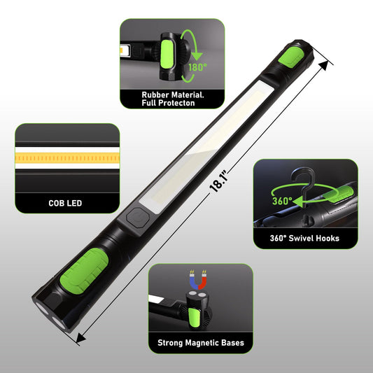 Work Light for Mechanic,3200LM LED Work Lights,5400mAh Rechargeable Magnetic Light bar,Portable Automotive Tools Cordless Underhood Light with Hooks for Car Garage Workshop Emergency,Present for Him