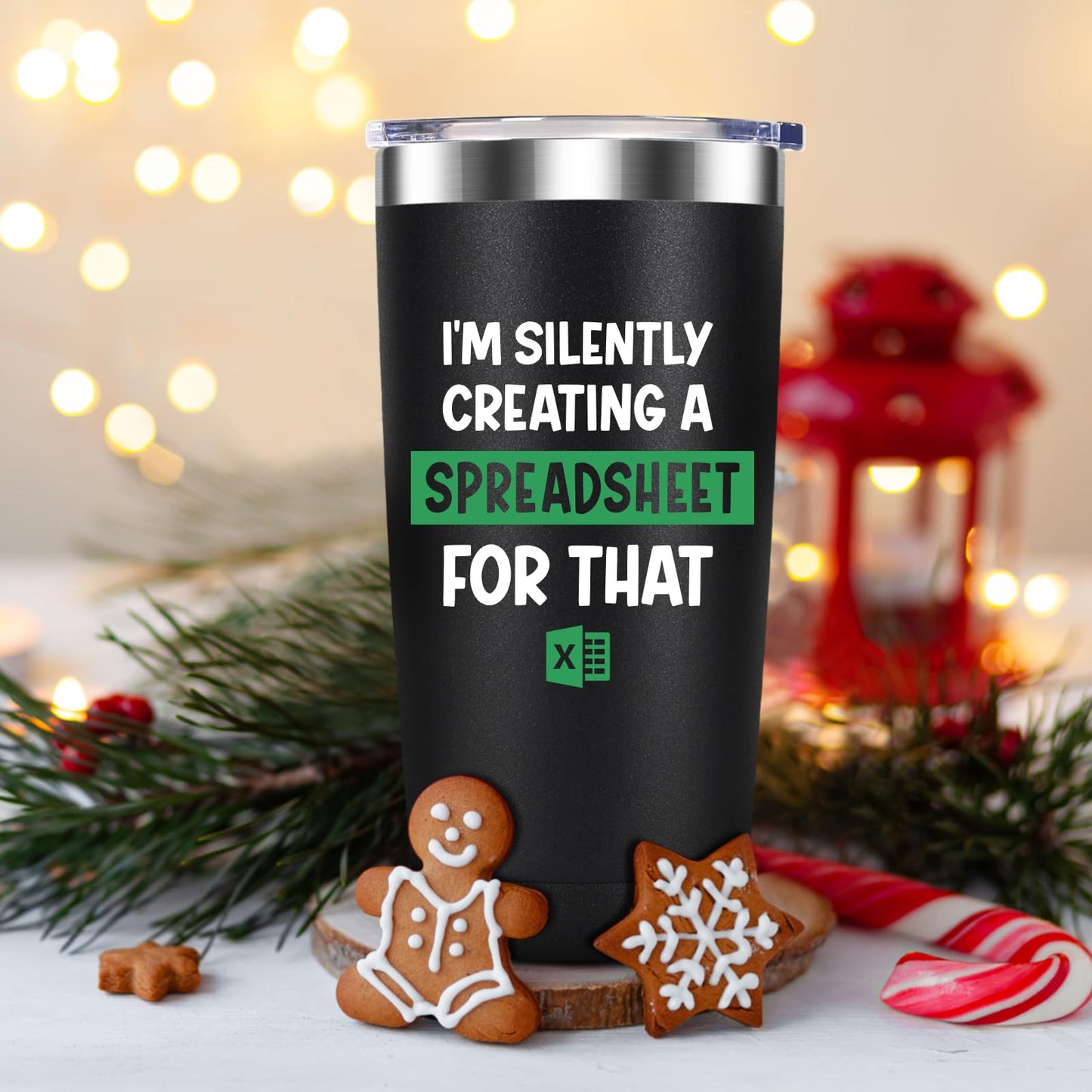 I'm Silently Creating A Spreadsheet For That- Accountant Gift- Funny for Boss, CPA, Coworker, Women, Men- 20oz Insulated Stainless Steel Tumbler with Lid, Spreadsheet Mug, Birthday Christmas Gift
