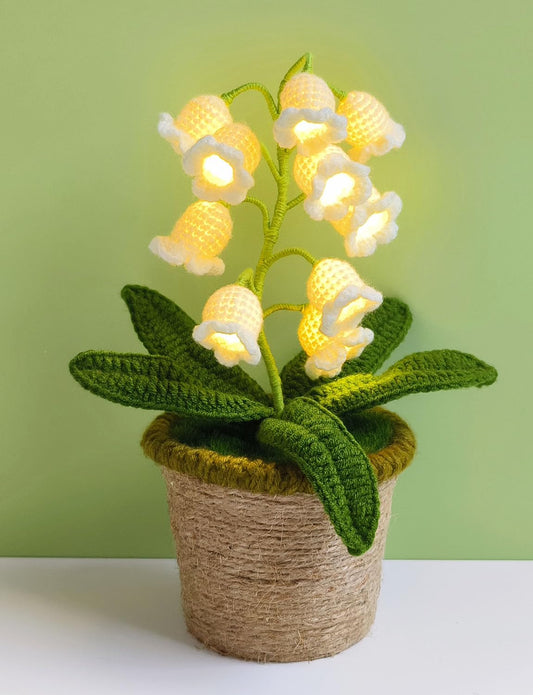 Forvermand Lily of The Valley Lamp, Crochet Artificial Flower with 10 Little Night Lights, Cute Gifts for Women Wife Girlfriend Birthday Christmas Valentine Mother's Day -Large