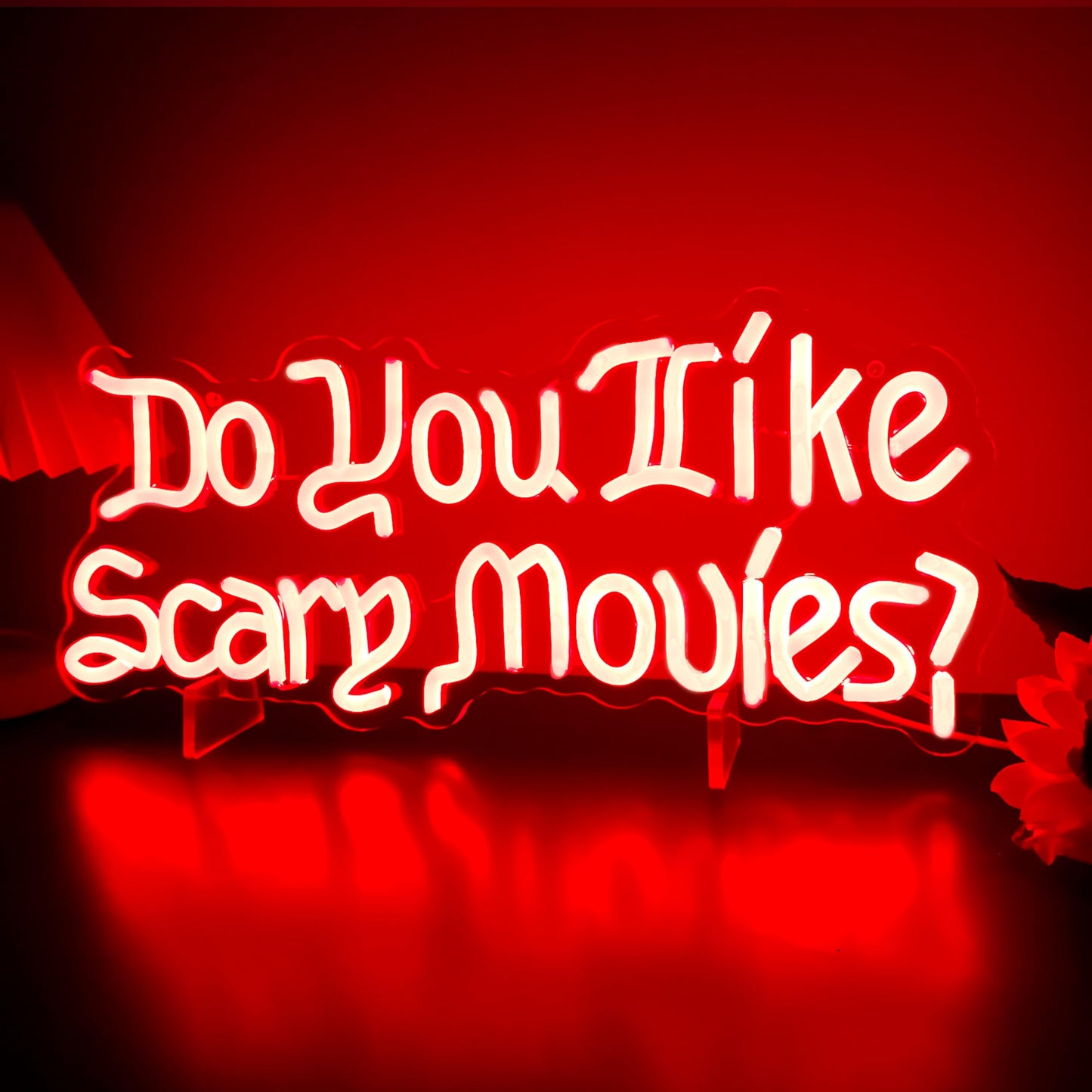 Artlast Do You Like Scary Movies Neon Sign LED Neon Light for Movie Night Party Decor Horror Movies Room Gothic Font Halloween Decoration 17"x5.98" Red Acrylic