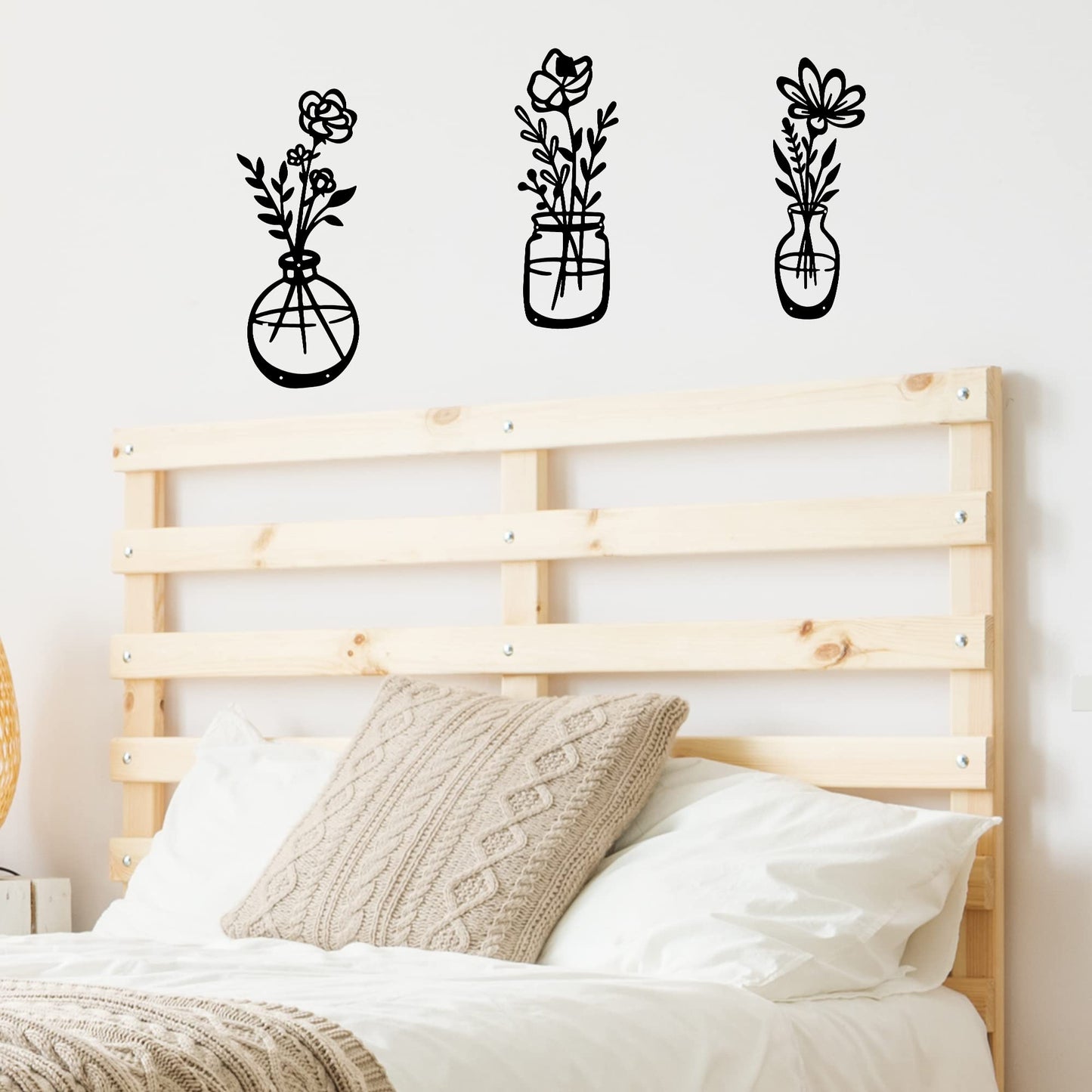3 Pieces Black Metal Flowers Wall Decor Grandma Mothers Day Gift Birthday Gifts for Women Wall Art Metal Wall Sculptures Hanging for Indoor Kitchen Bathroom Bedroom living room 14.56x5.9 inches