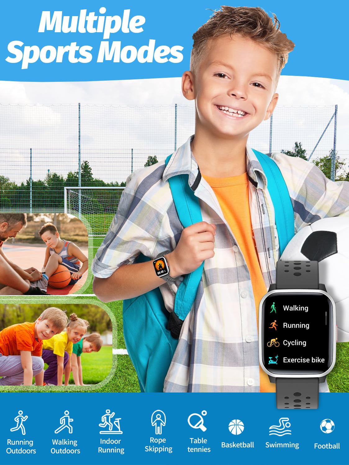 Butele Kids Smart Watch Girls Boys, SmartWatch for Kids Smart Watch Gifts for 4-16 Years Old with Sleep Mode 19 Sports Mode Pedometer Birthday Gift for Boys Girls