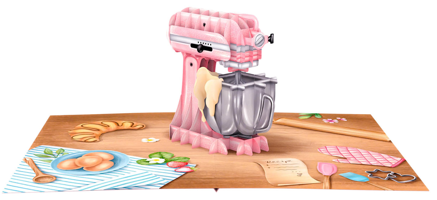 PopLife Baking Standmixer 3D Pop Up Card - Birthday Card for Mom, Mother's Day, Weddings, Valentines - Gift for Bakers, Pastry Chefs, Kitchen Lovers, Grandmother, Wife, Friend