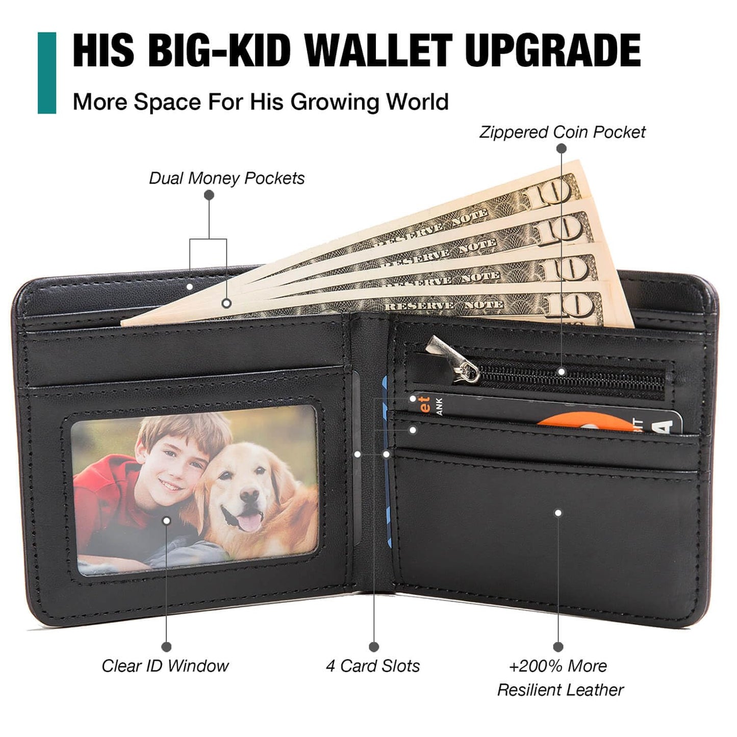 Amutta Spider Wallet for Boys Men, Cool Teen Boys Wallet for Kids Ages 4-5-6-7-8-9-10-11-12-13-14-15-16, Wallets for Teen Boy, Teenage Teenager Gifts for Boy Christmas Birthday Leather