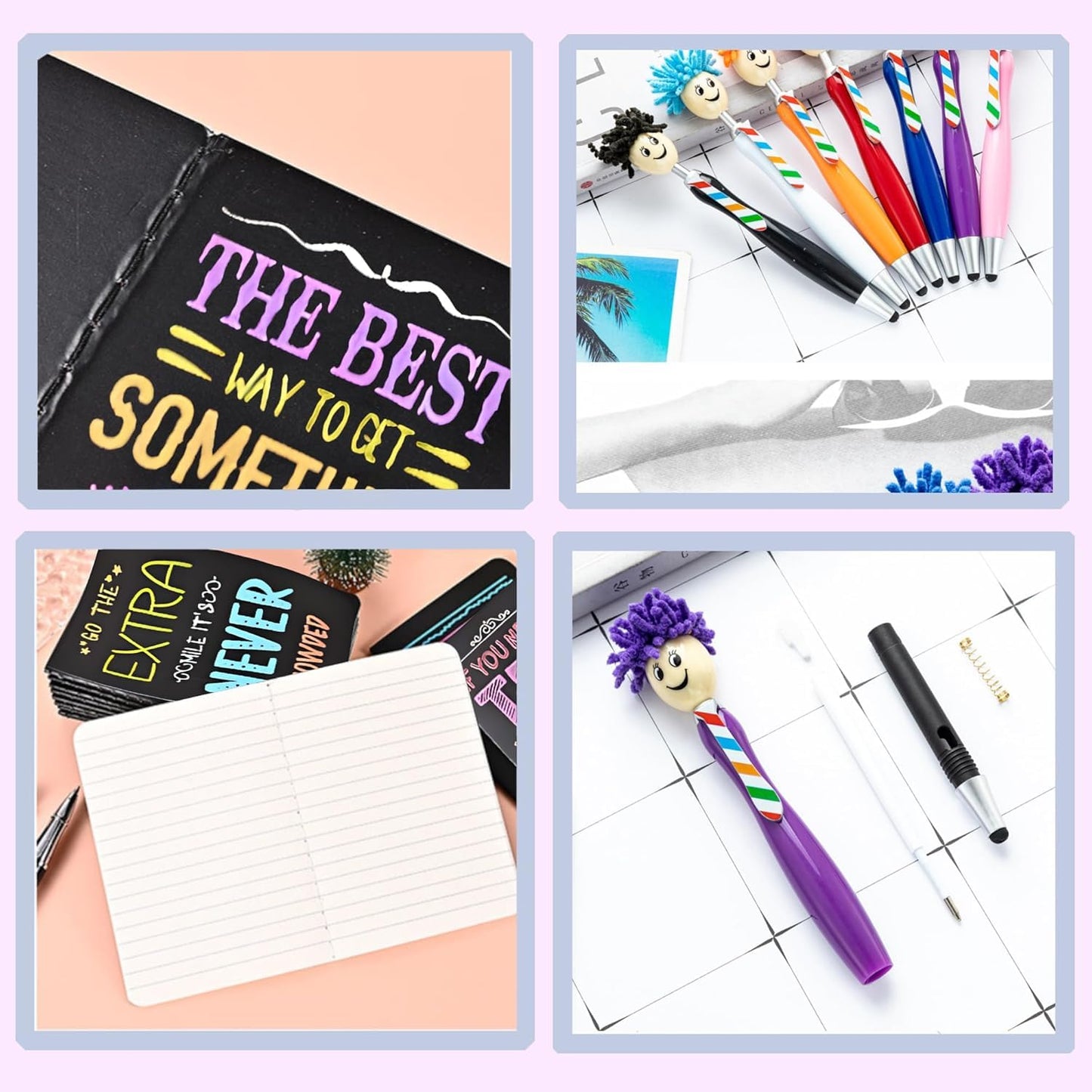 48Pcs Inspirational Gifts Bulk,Ballpoint Pens Motivational Notepads Gifts Set,24Pcs Mini Journal Lined with stylus pens,24Pcs Pocket Notebooks Bulk Gifts Set for Valentines Day Gifts Teachers School Office Party Favor Supplies