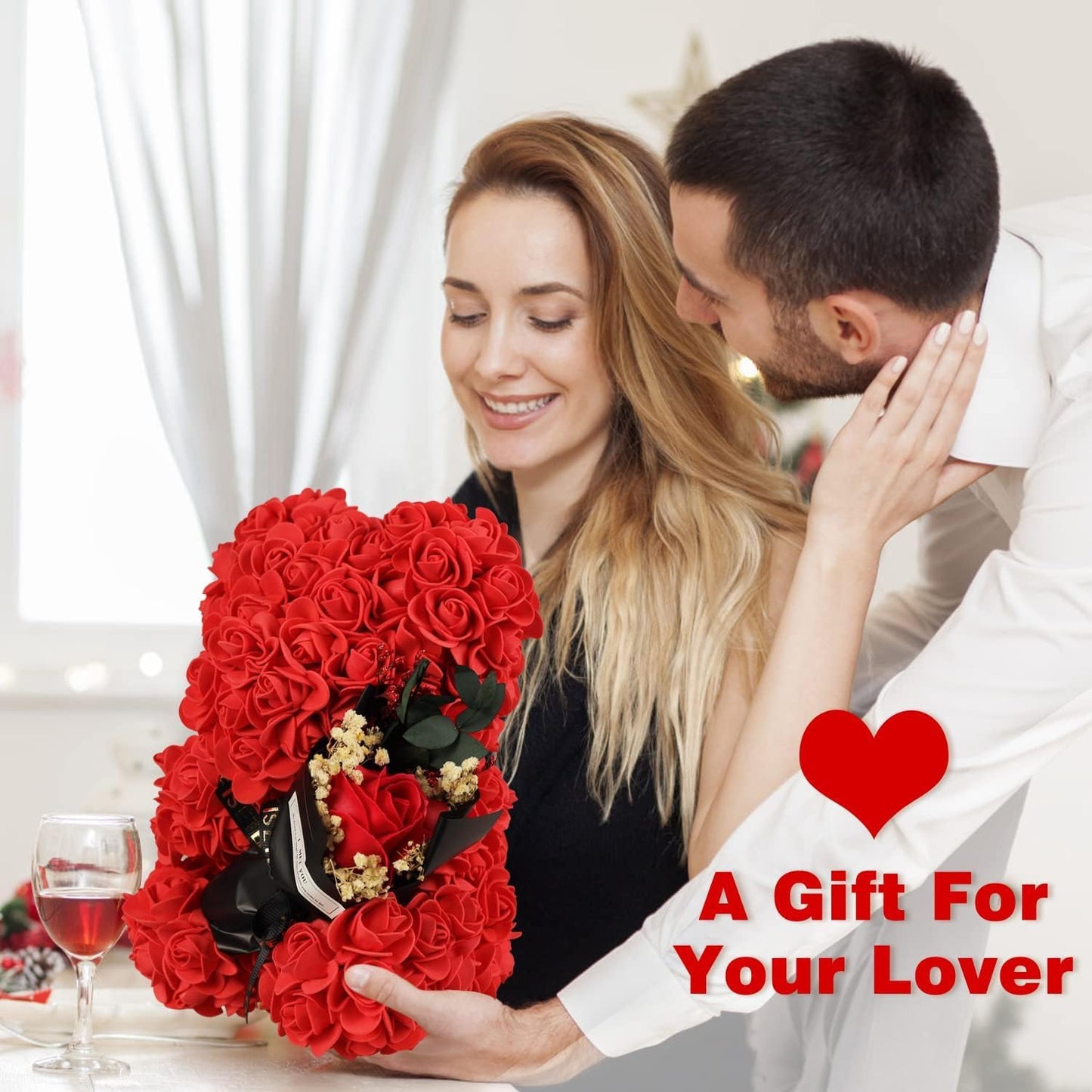 Mothers Day Rose Bear Gifts for Mom - Romantic Forever Preserved Roses Floral Teddy Bear Rose Bear, Eternal Love Keepsake Gifts for Girlfriend/Wife - Anniversary & Birthday Gifts for Women