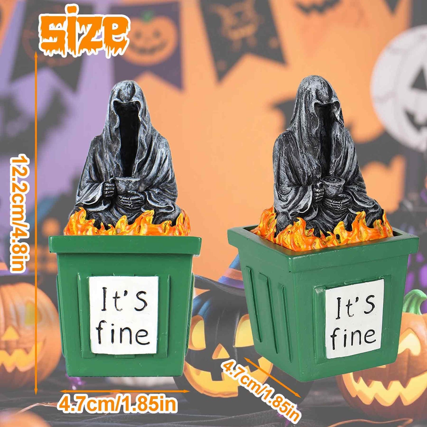 TTDOM Grim Reaper Statue Gothic Decor Dumpster Fire Gifts for Coworkers Boss Gifts Housewarming Gifts Bookshelf Decor for Home Office