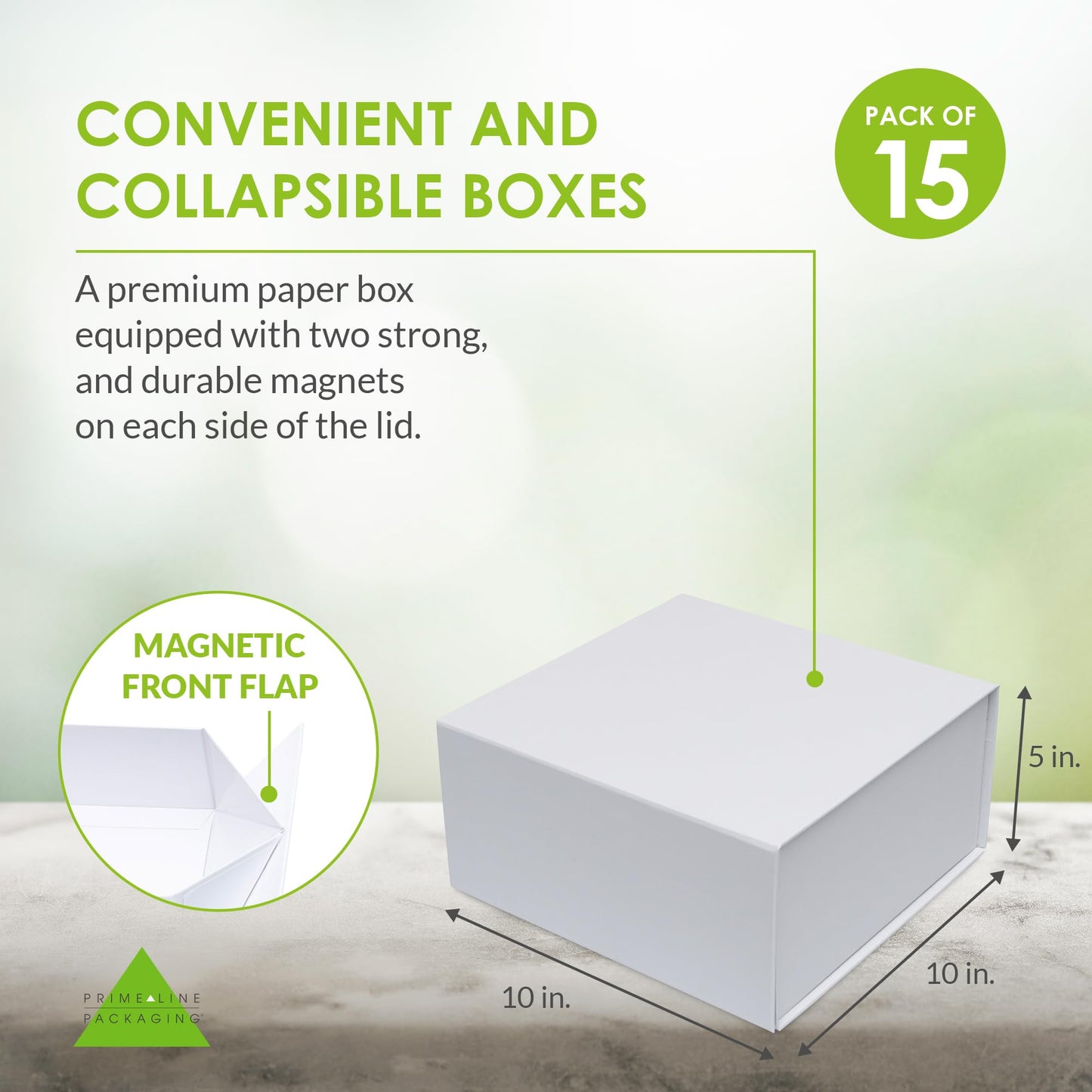 Prime Line Packaging Christmas Gift Boxes, Collapsible Holiday Gift Box Medium with Magnetic Lid for Holidays, Birthdays, Weddings, All Occasions, Bulk, 10x10x5, 15 Pack