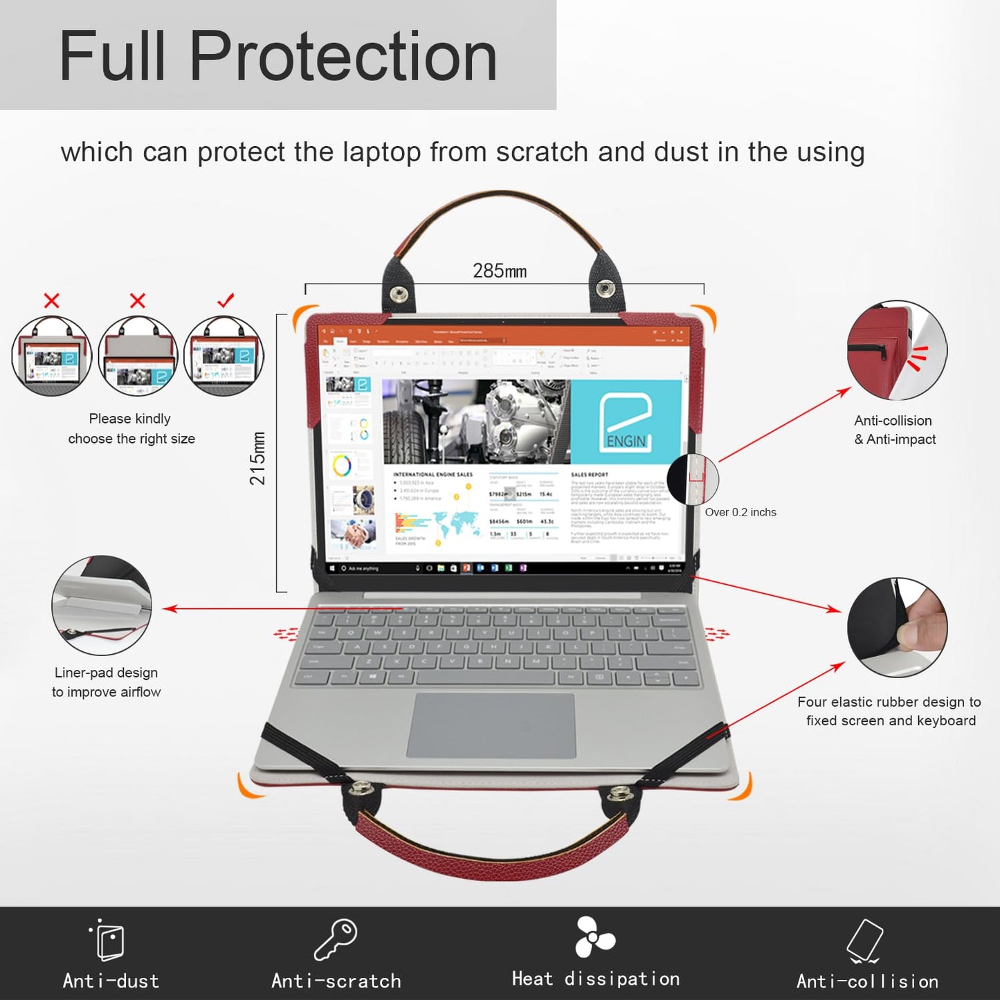 Laptop Case Cover Sleeve for Dell Latitude 7410/Latitude 7410 2-in-1 with Portable Bag with Bag Handle,Black