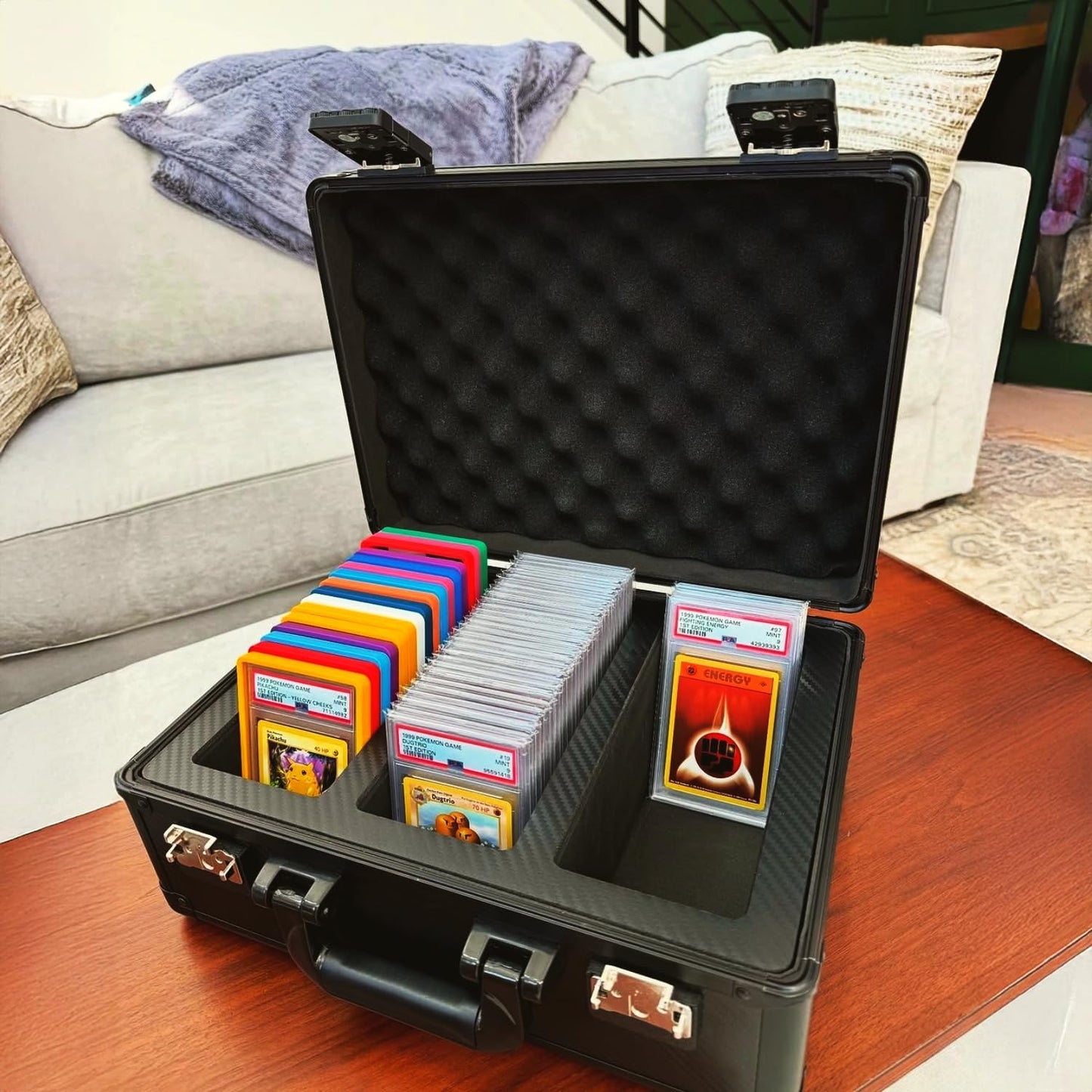 Panopply SLAB ARMOR 3 Row Graded Card Storage Box PSA Card Slab Case For Graded cards Hold 120+ Slabs Graded Card Case PSA Graded Card Storage Sports Baseball Card Collector Gifts (CARBON FIBER)