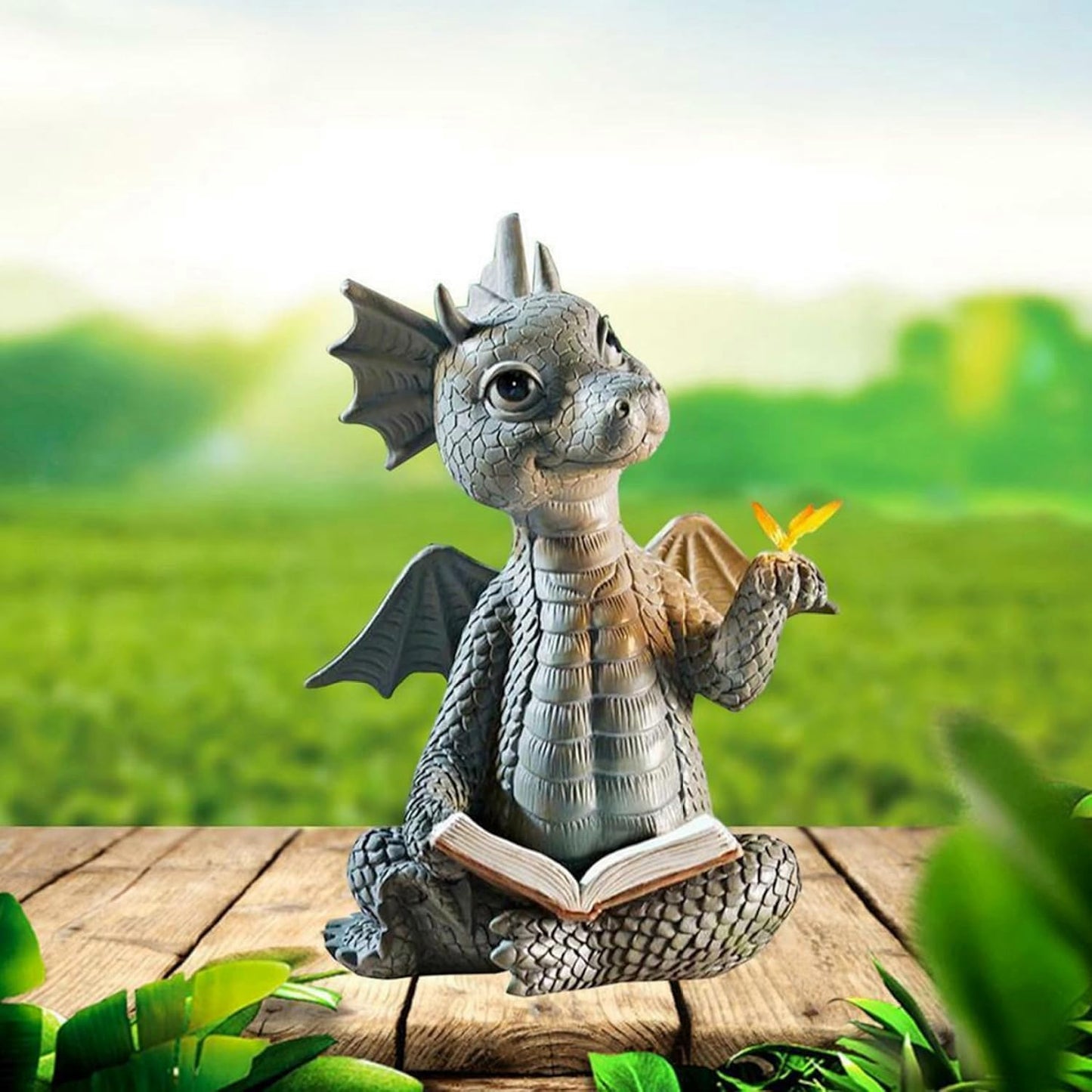 YWHWXB Garden Dragon Resin Sculpture,Lovely Outdoor Sculpture Ornaments,Garden Dragon Decor Statue for Home Patio Courtyard Lawn Decoration