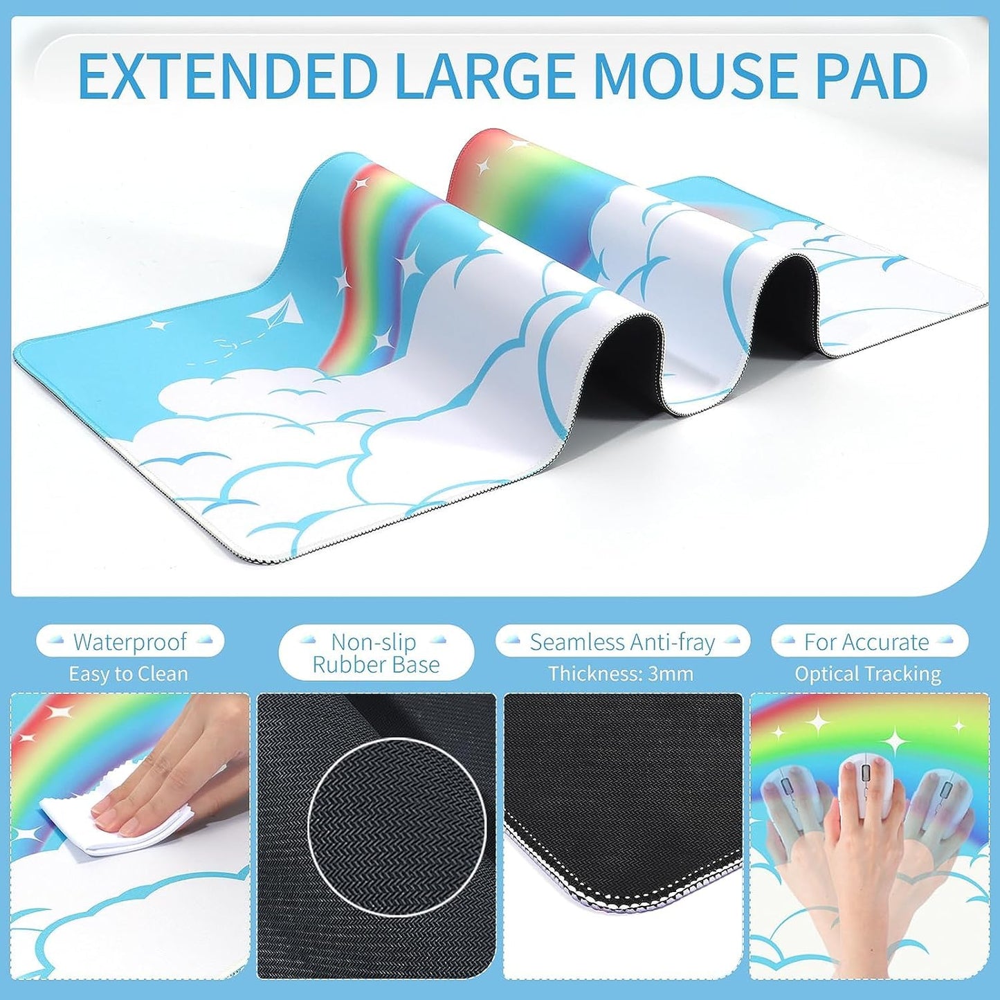 ATTACK SHARK Cloud Wrist Rest Mousepad Set for Gaming Keyboard and Mouse(31.3x11.6in) XXL Large Desk Mat Gel Wrist Support,PU Soft Memory Foam,Pain Relief,Non Slip Office Supplies for PC/Laptop-Green