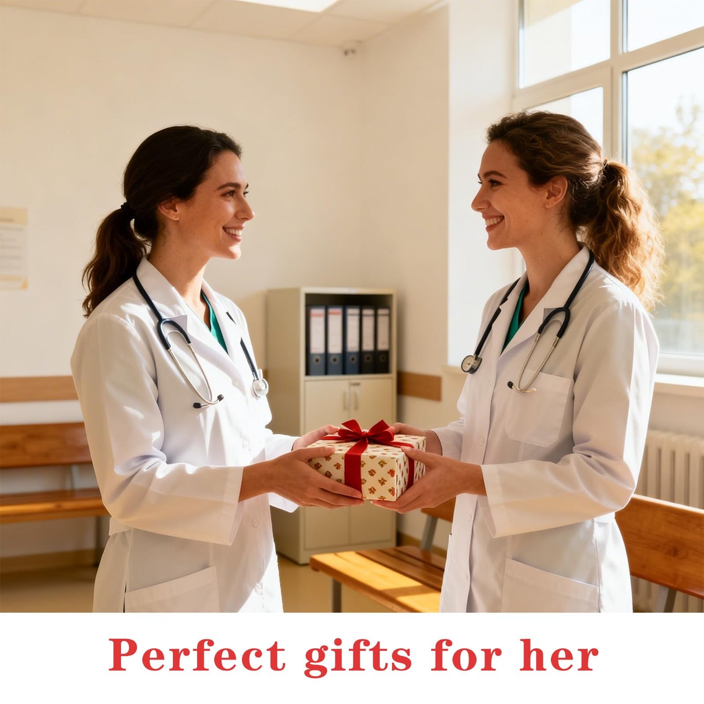 VeloKomo Nurse Gifts for Women - 5 Pcs Canvas Tote Bag Makeup Bag Glass Cup Keychain with Greeting Card Set Appreciation Graduation Retirement Nurses Week Gift for Nursing Student Daughter Coworkers