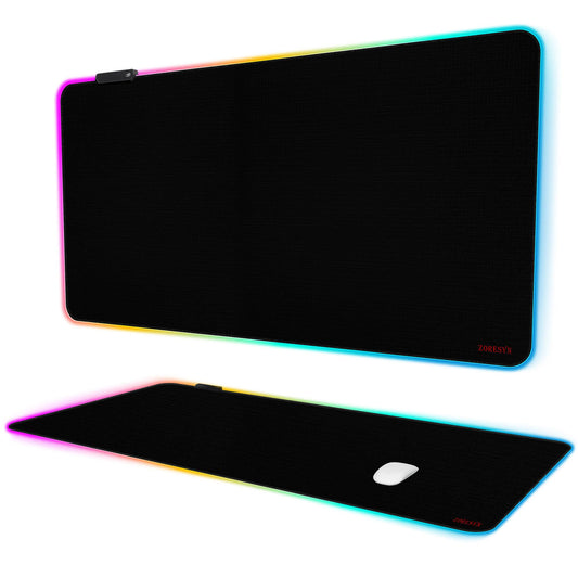 ZORESYN RGB Gaming Mouse Pad - 39.4"x19.7" Large Mousepad with Led Light, Keyboard Pad Gaming Accessories for Desk, Non-Slip Rubber Base Big Mouse Mat for Gamer,Black