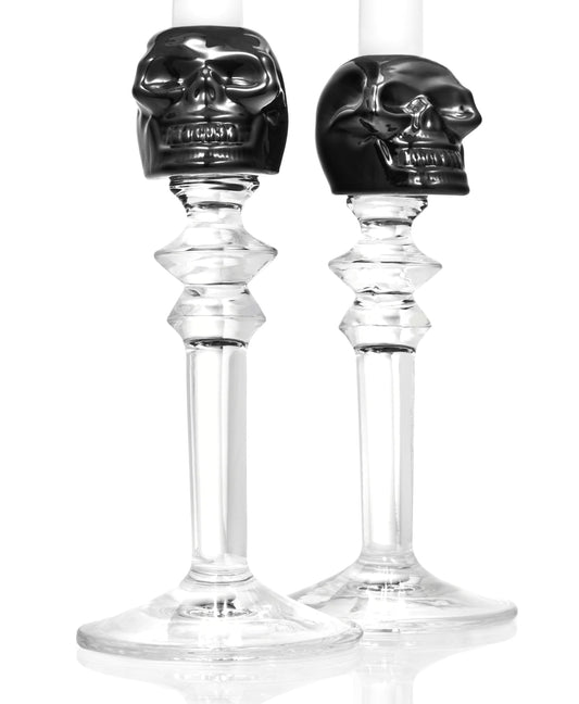 Godinger Skull Candlesticks, Candle Holders, Halloween Decor, Candlestick Holder, Home Decor, Black