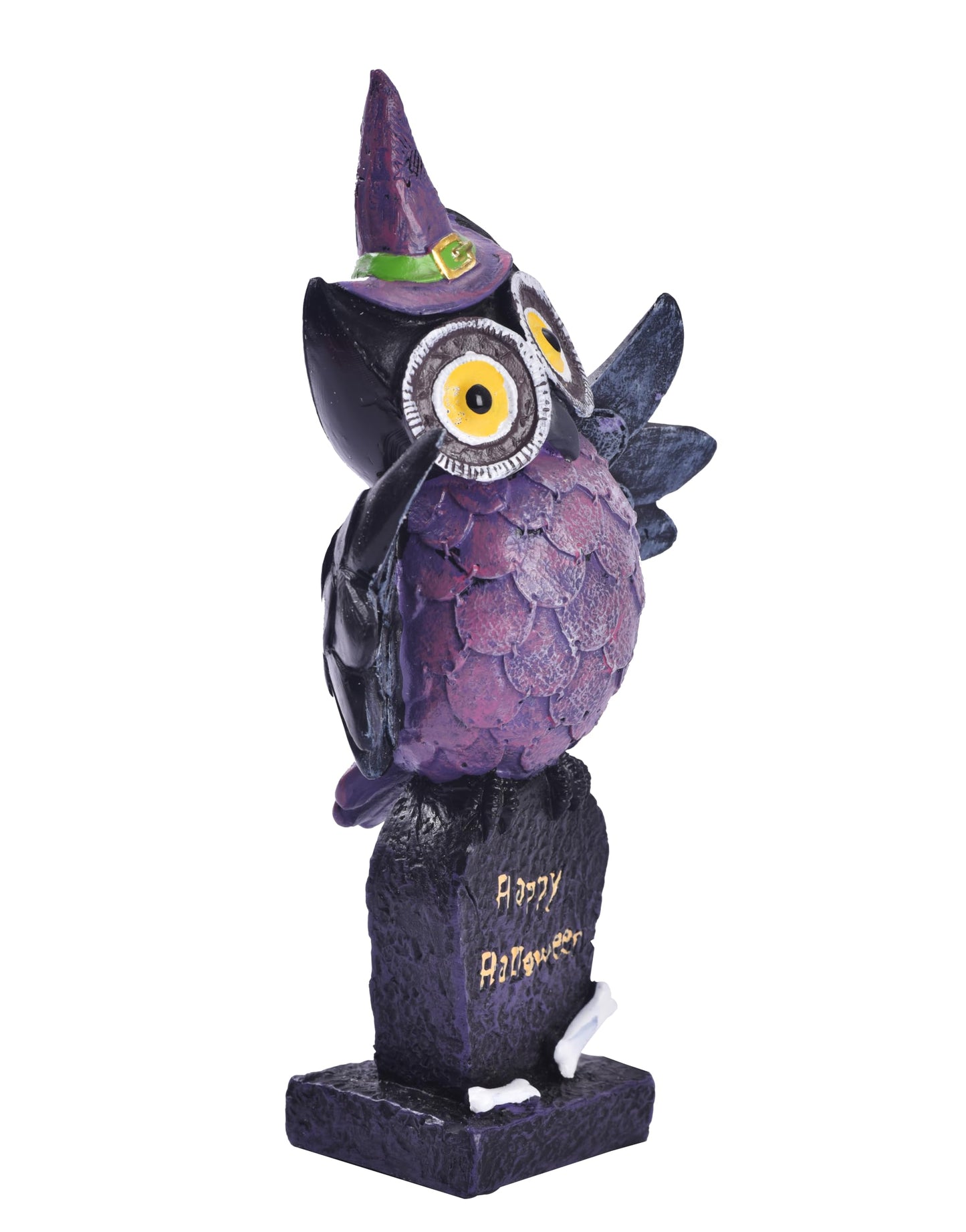 voiyio Resin Owl Statue Decor Home Indoor Halloween Party Decoration Figurine with Witch Hat Room Table Decoration Aesthetic Works of Art of Plastic (Purple)