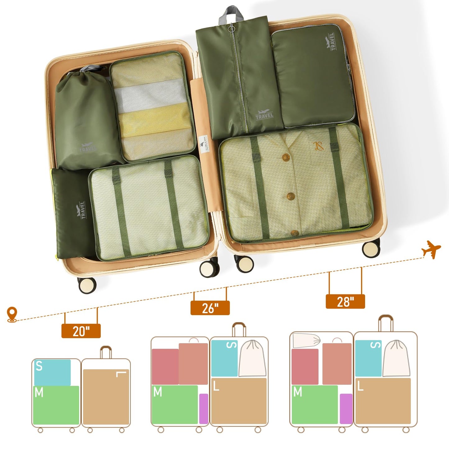 YEEYAA Packing Cubes for Travel - 8 Set Luggage Organizer Bags for Family, Mesh Breathable Packing Cubes for Suitcases Durable Travel Essentials Bags Set
