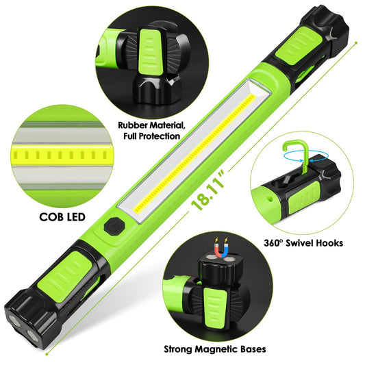 Work Light, 2500LM Bright LED Work Lights, 5200mAh Rechargeable Magnetic Underhood Work Light with Hooks, Cordless Battery Powered Mechanic Light for Car Repairing/Inspection/Garage/Workshop/Emergency