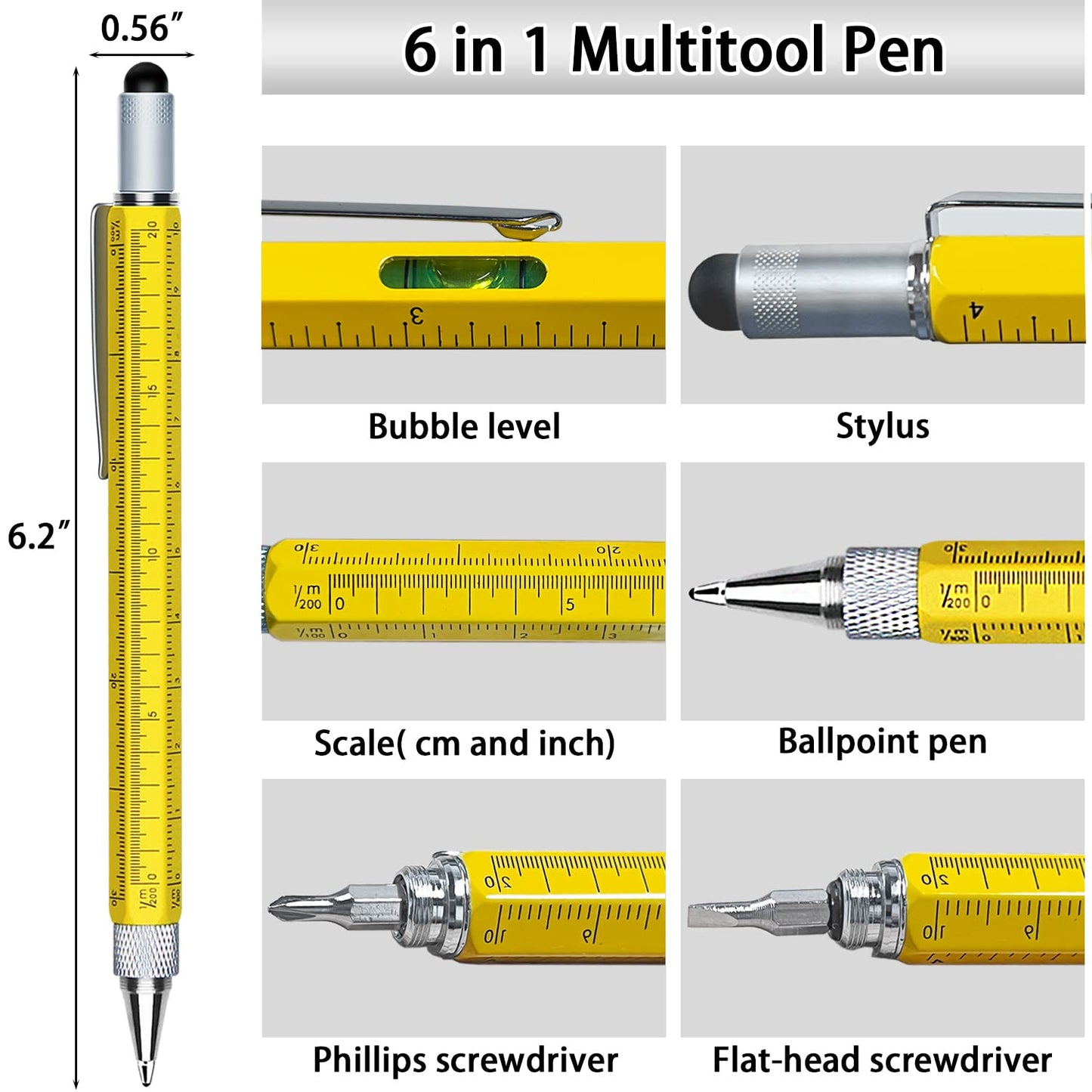Gifts for Men, Stocking Stuffers for Men Adults, Multitool Pen Set 2pcs Multi-Tool Pens Cool EDC Gadgets, Christmas Birthday Presents White Elephant Gifts for Adults Dad Grandpa Husband Him Guys Women