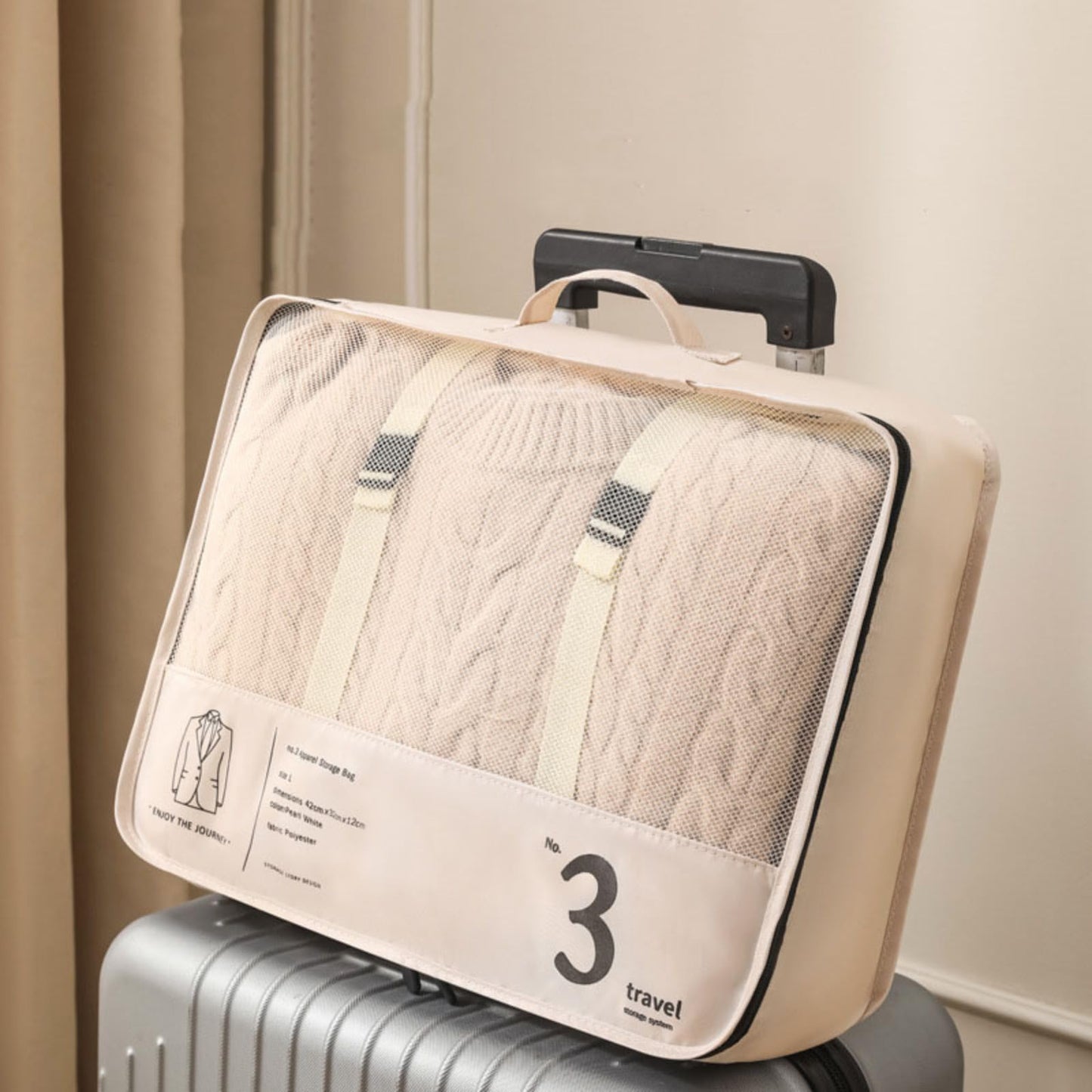 Packing Cubes for Suitcases, 7 Set Packing Cubes for Travel Women, Travel Luggage Packing Organizers, Travel Essentials Luggage Organizer Bags, for Suitcases Durable Travel Essentials Bags Set (beige)