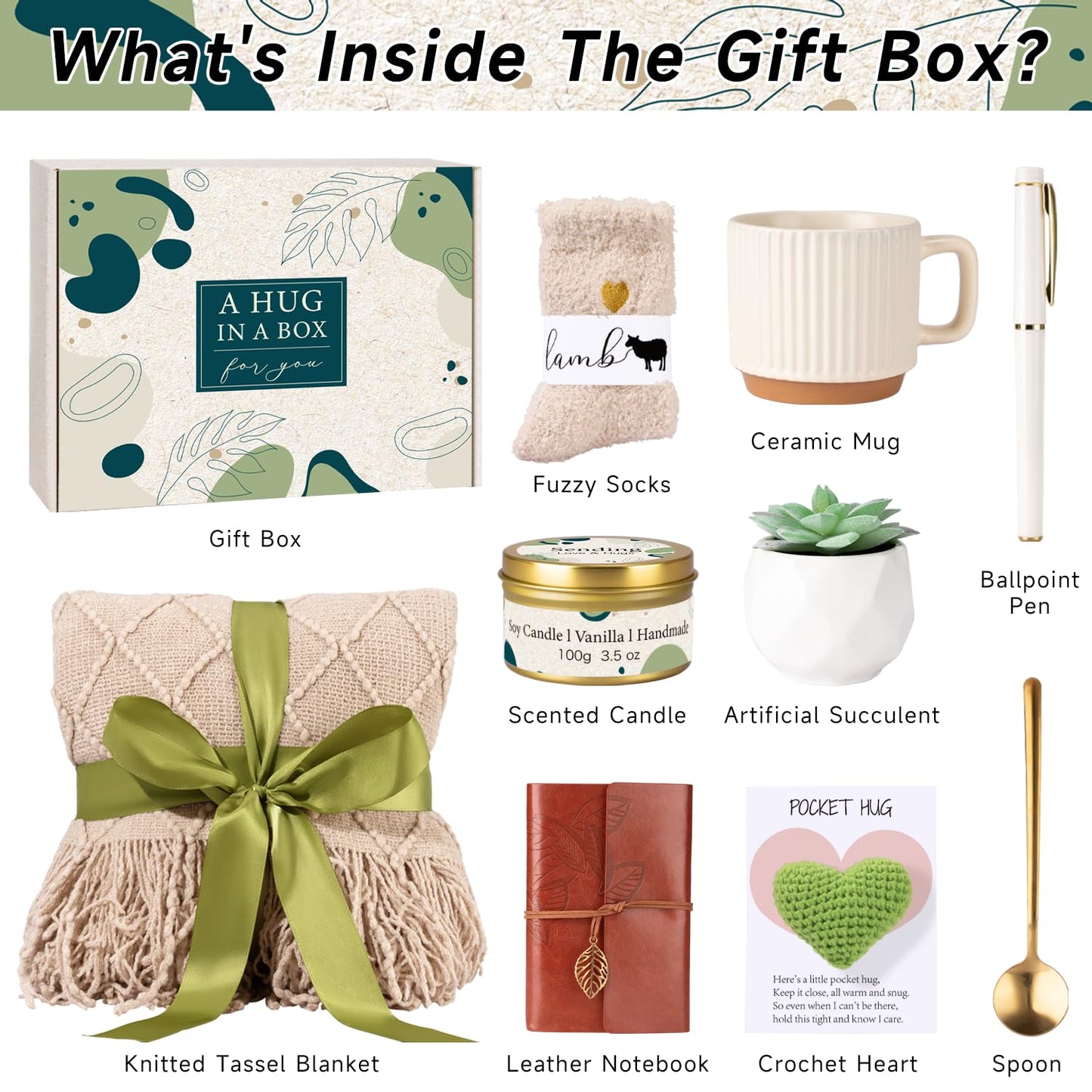 Self Care Gifts for Women Get Well Soon, Birthday Gifts for Women Care Package, Sending Hug Baskets Spa Gift Thinking of You After Surgery Inspirational Gift for New Mom Best Friend Birthday