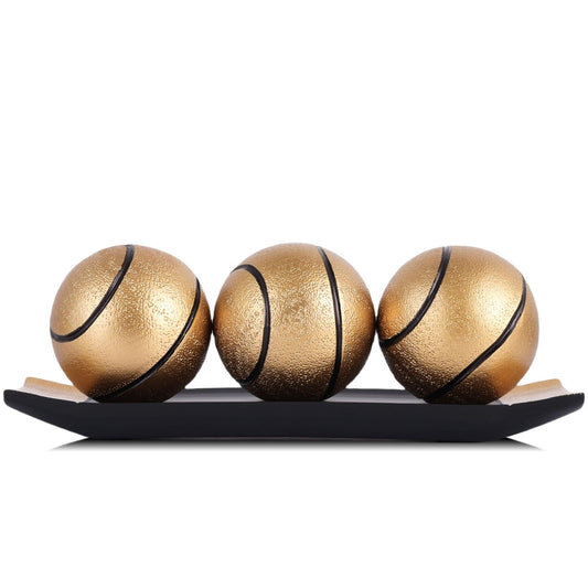 Small Decorative Tray and Orbs Balls Set,Gold Decorative Balls with Centerpiece Bowls for CoffeeTable,Living Room,TV Stand,Center Pieces Decoration for Table,Centro de Mesa de Comedor (Black Gold)