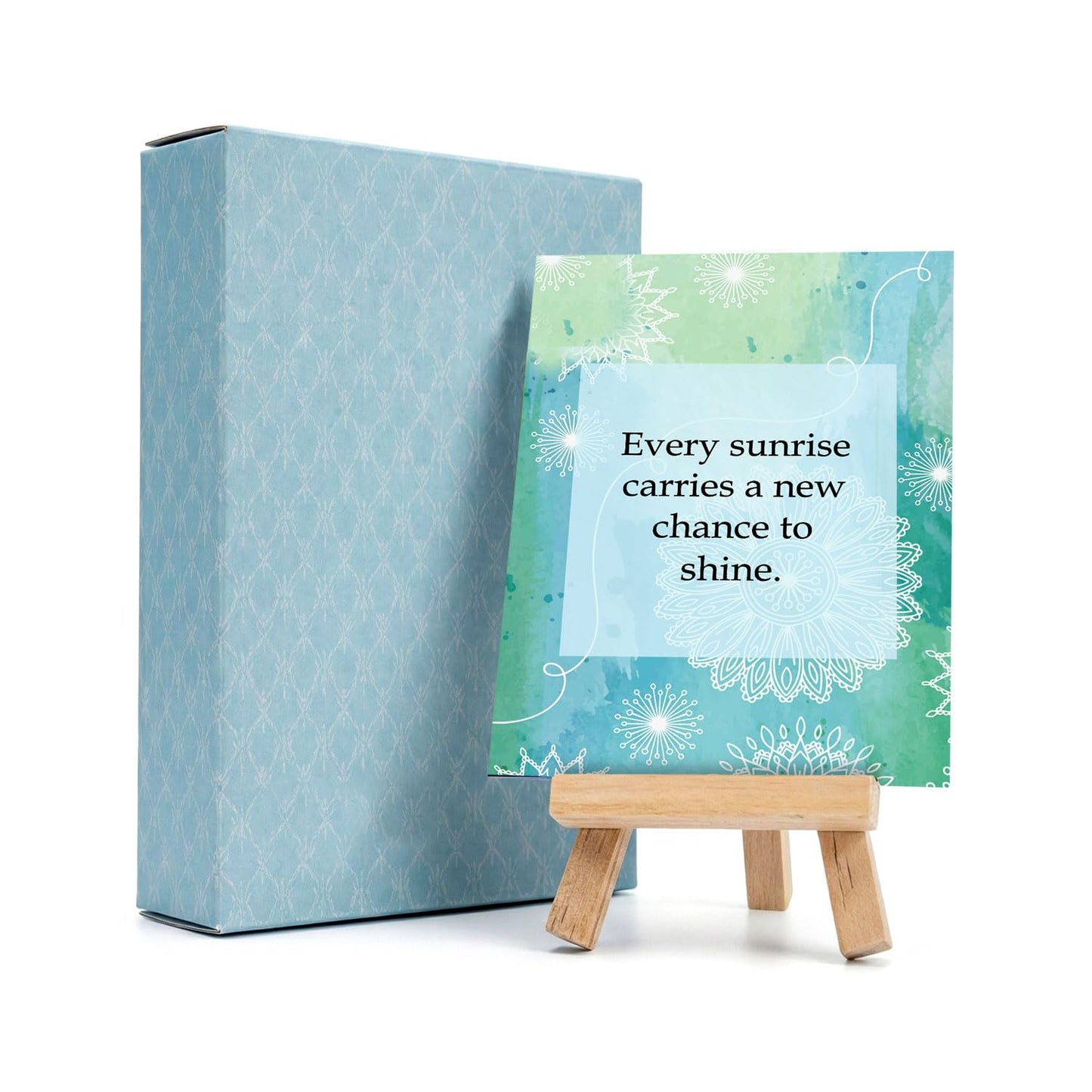 exciting Lives Positive Motivational Cards with Inspirational Quotes & Wooden Easel – 40 Daily Affirmation Desk Cards for Confidence, Mindfulness & Self-Growth