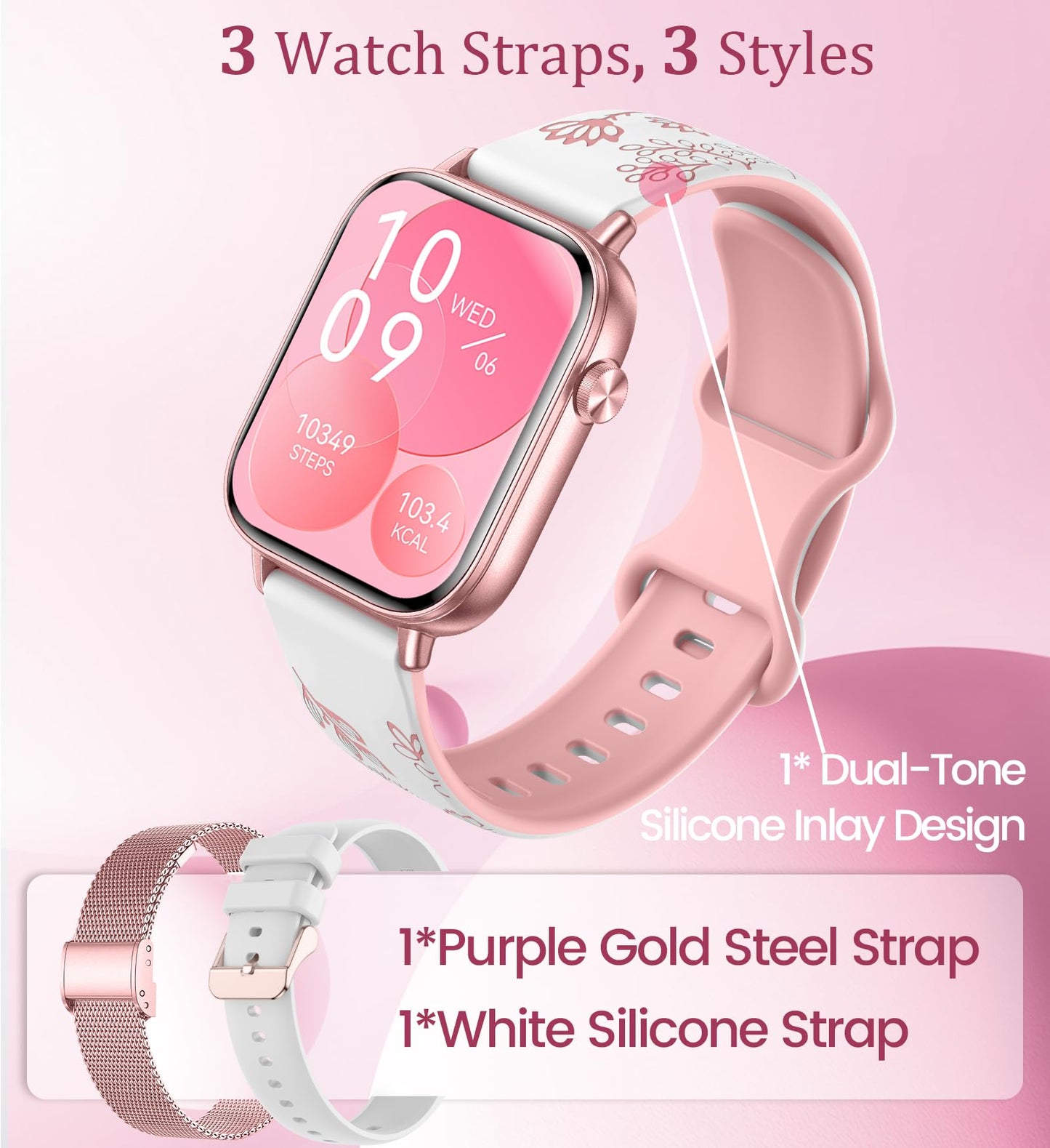 1.83'' Smart Watch for Women with Bluetooth Call (Answer/Dial), Activity Fitness Tracker with 100+ Sport Modes Heart Rate/Sleep Monitor Pedometer, Women Smartwatches Compatible Android Phone iPhone