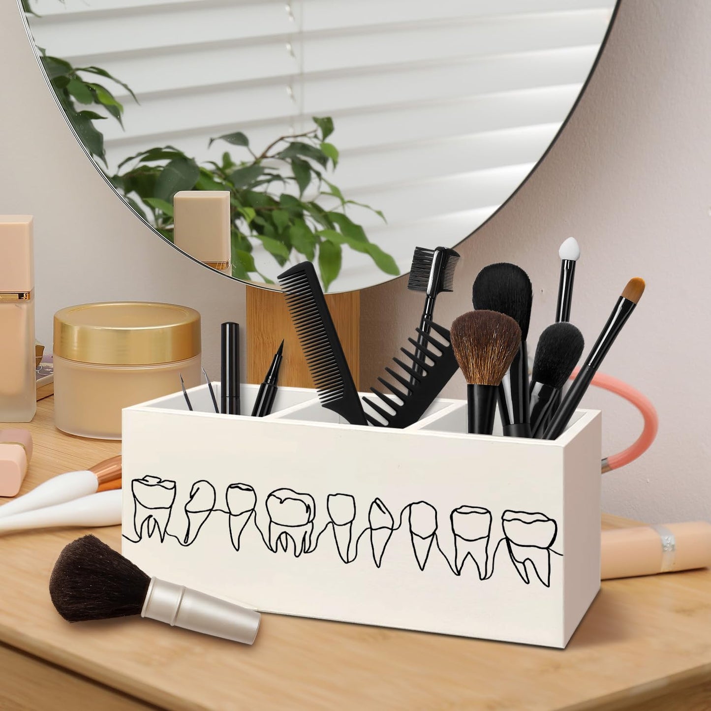 AQYIP Dentist Gifts Pen Pencil Holder for Desk, Dental Office Decor, Dental Hygienist Gifts Wooden Box Decorative Sign for Dentist Office Clinic Hospital Desk Tabletop Decor