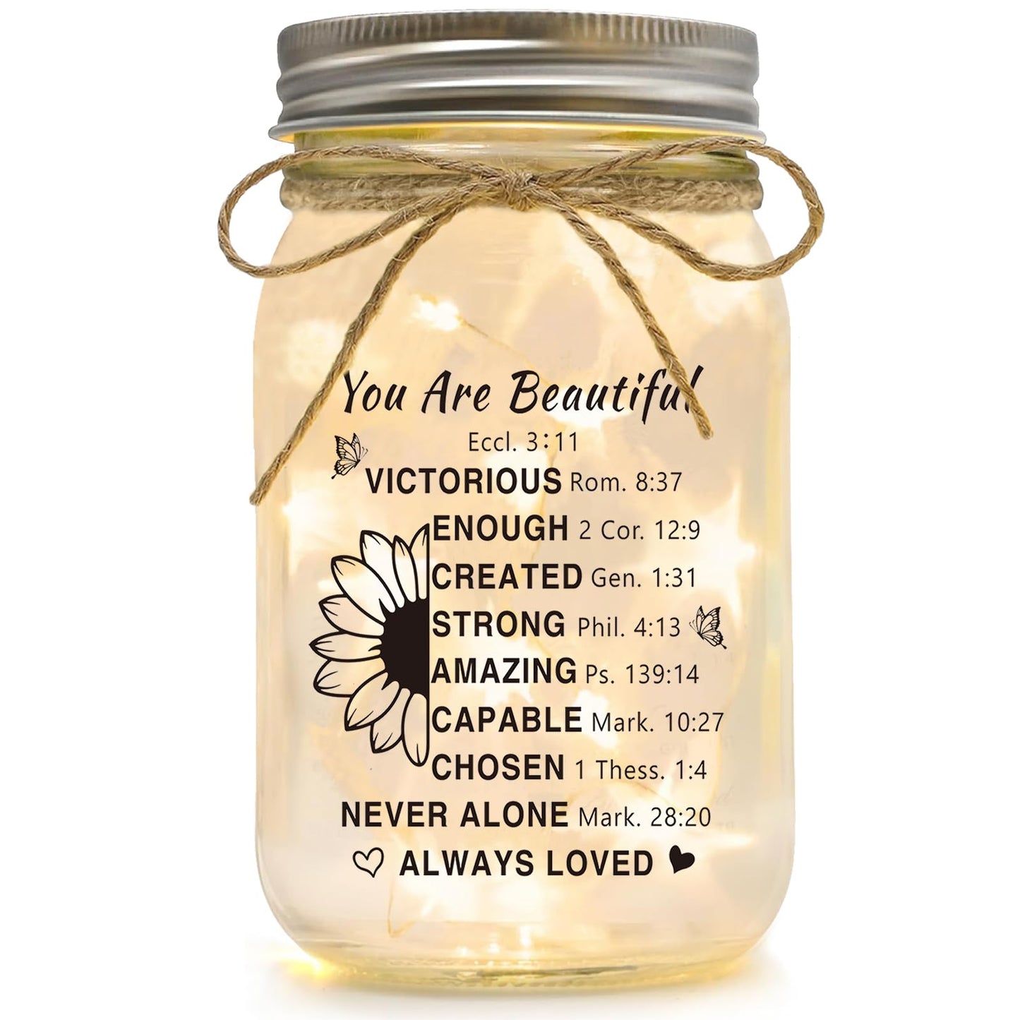 Christian Gifts for Women Birthday, Mothers Day Gifts For Mom - Inspirational Mason Jar Night Lights Gifts for Christmas, Sister, Friend, Coworker - Religious Spiritual Gift, Home Decorative Signs