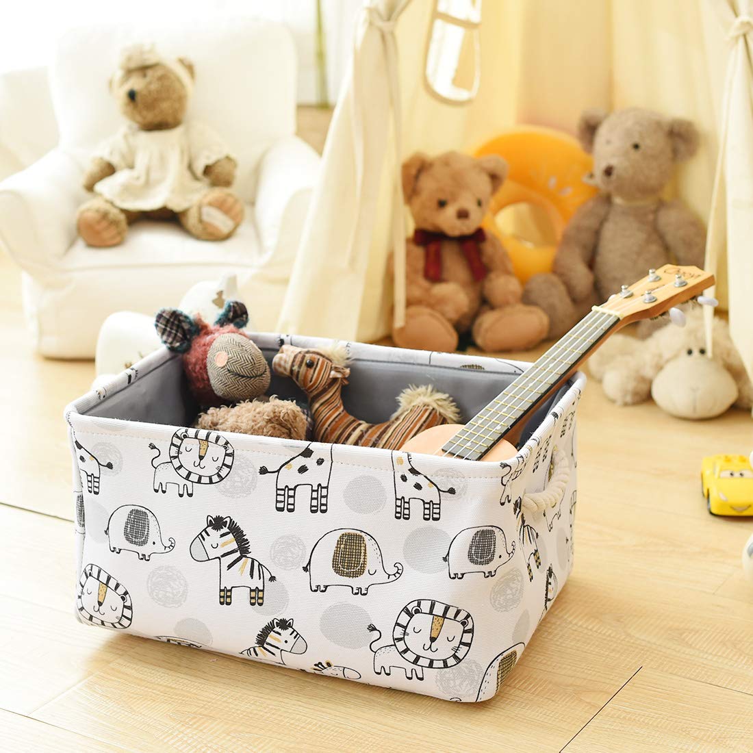INough Toy Baskets Toys Organizer Kids Storage Basket, Baby Room Decor Giraffe Laundry Baskets with Drawstring Mothers Day Gifts Basket for Kid's Room (Giraffe, Large)