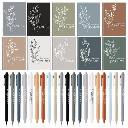 Tellingyou 100 Pcs Employee Appreciation Gifts Bulk Inspirational Notebook Ballpoint Pen Motivational Notebook Mini Journal for Volunteer Administrative Professional Teacher Nurse Team (Awesome)