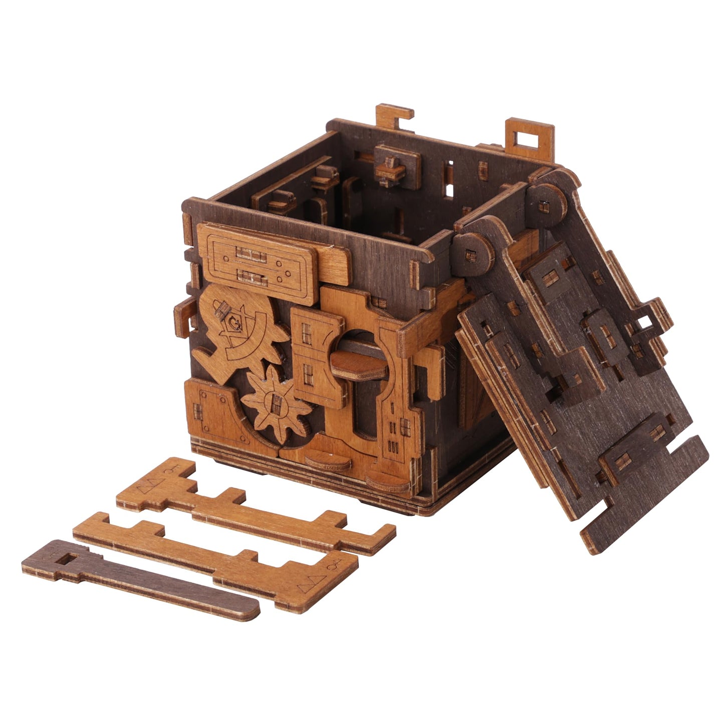 WOODEN.CITY Escape Room Puzzle Box – 3D Wooden Puzzle Box for Adults & Teens, Brain Teaser Puzzle Box Secret Lock Box with Cluebox Mechanism – Mechanical Wood Puzzle Box Kit, Unique Puzzle Boxes Gift
