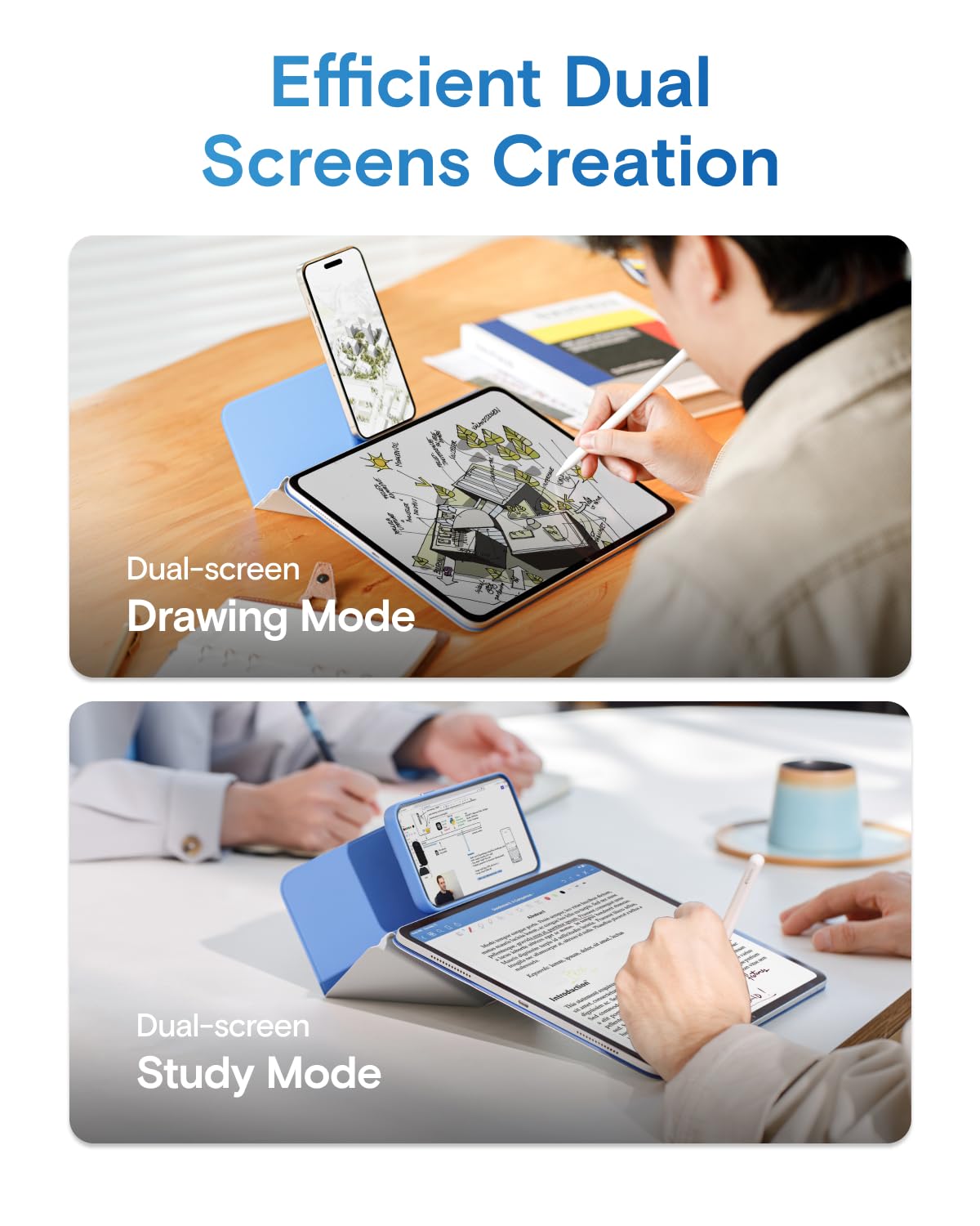 MOFT Dynamic Folio Tablet Stand for Desk Compatible with iPad Air 13-inch (M4 2026 /M3 2025 / M2 2024), Slim Magnetic Tablet Holder Case with 20+ Viewing Angles, Cement x Sapphire