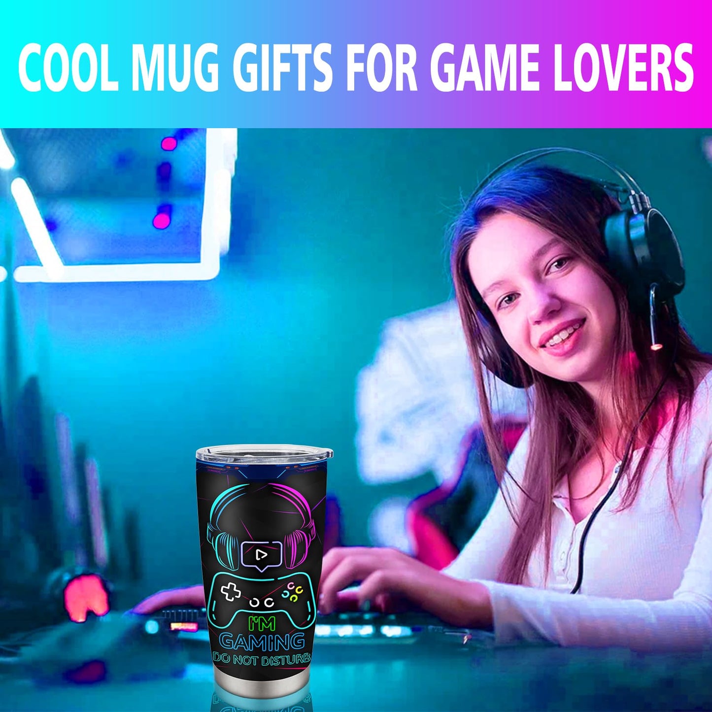 Fusui Gamer Gifts for Men, Easter Gifts for Gamers Kids, Gaming Stuff Mugs, Cool Christmas Birthday Gift for Him Men Teenage Teen Boys Boyfriend Husband, Video Games Stainless Steel Tumbler 20oz