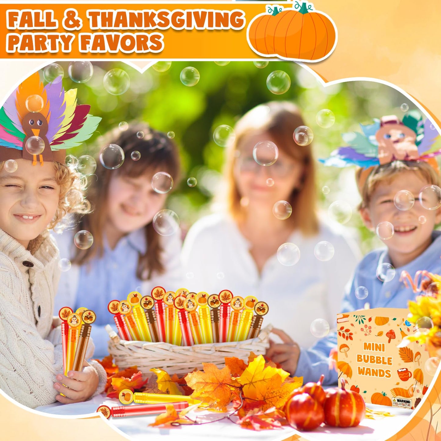 Thanksgiving Goodie Treat Bag Stuffers for Kids 32 Pack, Friendsgiving Small Bubbles Party Favors Supplies for Toddlers, Fall Autumn Birthday Classroom Prize Toys Gifts Basket Trinkets Decorations