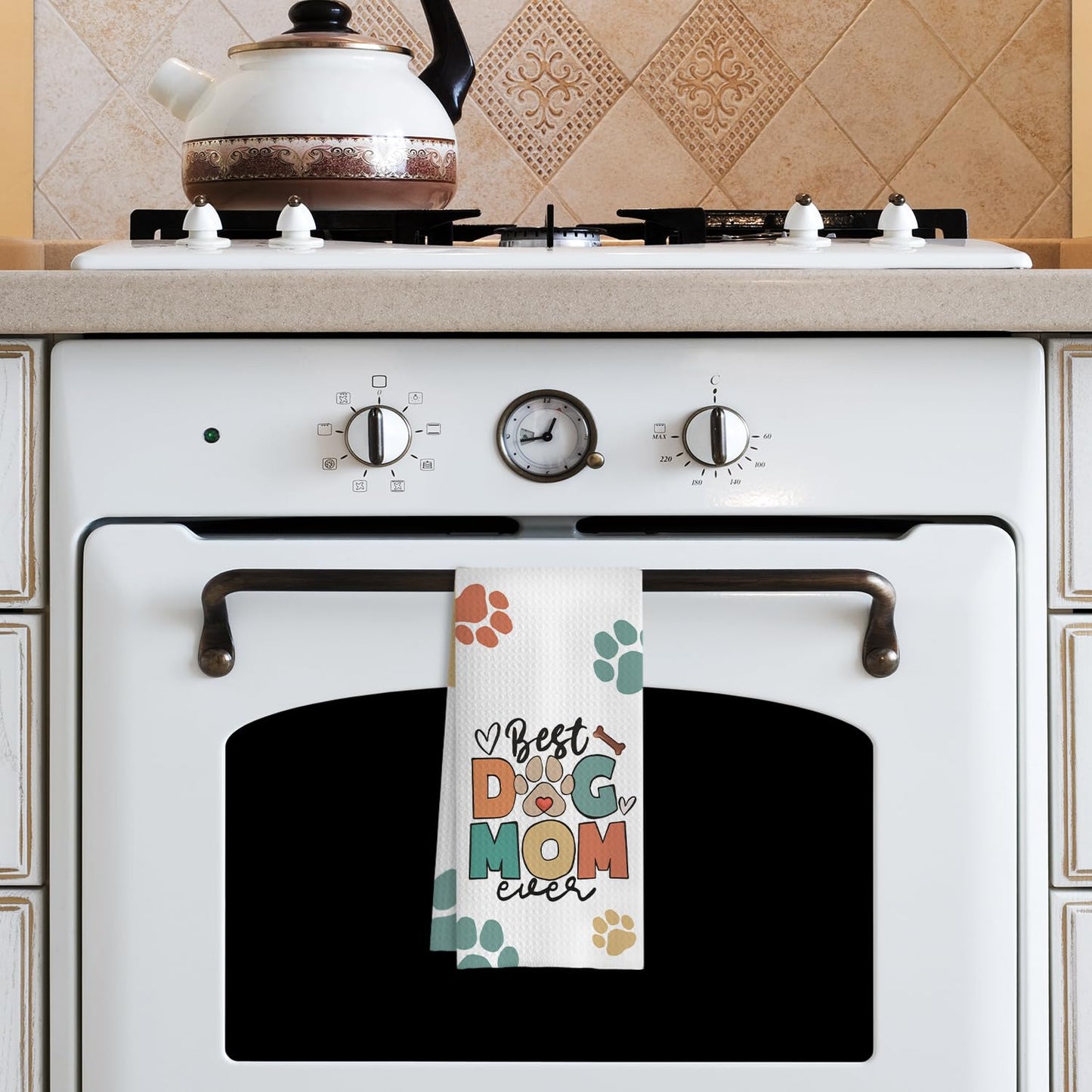COWEB Dog Mom Gifts Kitchen Towels, Dog Lovers Owners Gifts for Women, Colorful Dogs Paws Hand Towels for Bathroom, 16x24 Inches