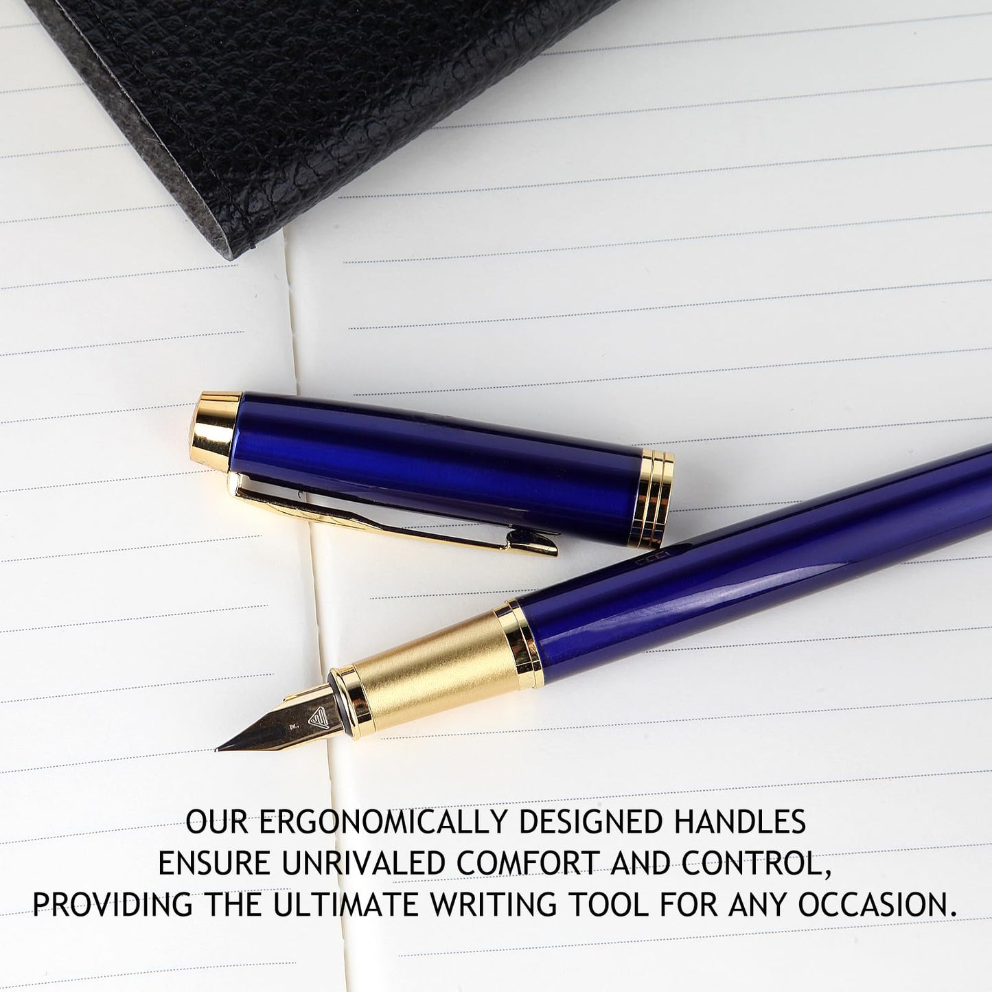 Zalantan Fountain Pen,luxury pens Fine point smooth writing pens for journaling fancy pen with Gift Case 8 black ink cartridges an EF Nib an ink converte nice metal pen writer gifts（Black）