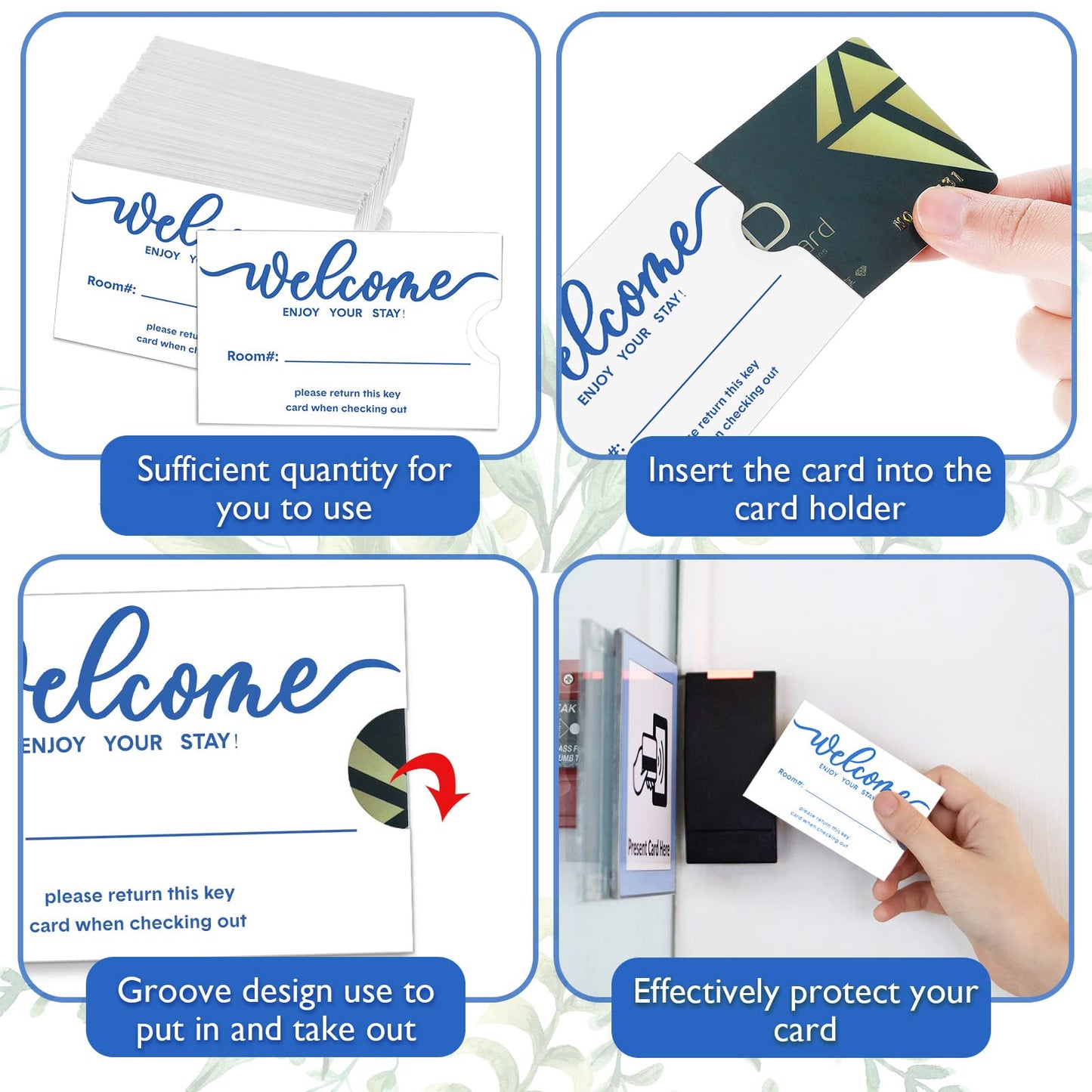 Outus 1000 Pcs Hotel Key Card Envelope Key Card Holder Sleeves Keycard Envelope Sleeve Enjoy Your Stay Keycard Cover for Hotel, 2.4 x 3.5 Inch