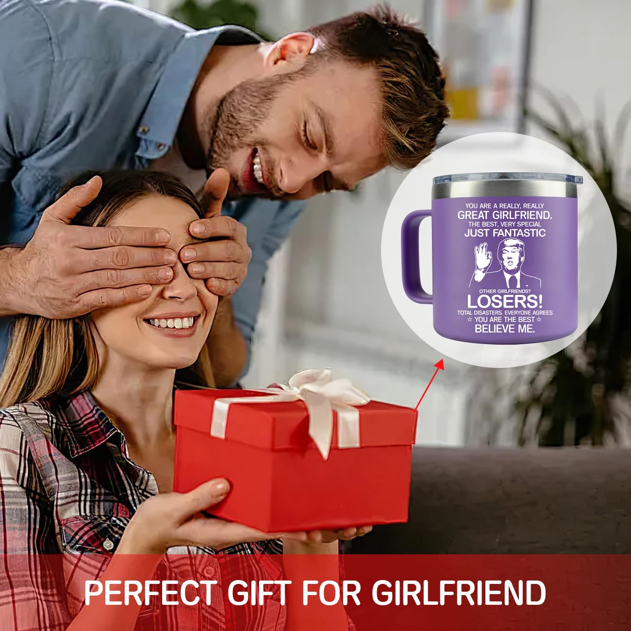 MFGNEH Valentines Day Gifts for Girlfriend Her,Girlfriend Gifts,Birthday Gift for Girlfriends,Anniversary Girlfriends Gift,Christmas for Her,14oz Purple Tumbler Coffee Mug