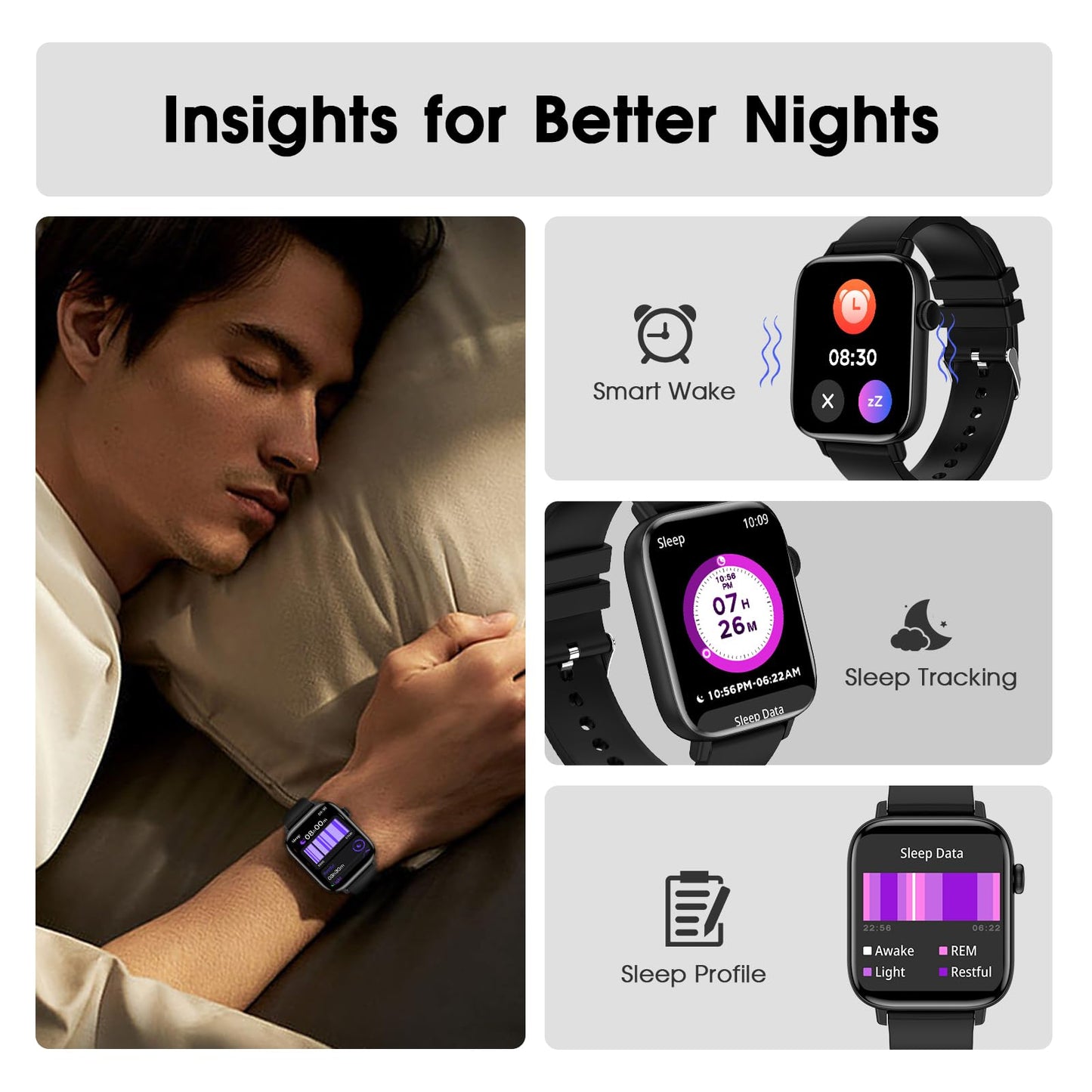 FTTMWTAG Smart Watch for Android iPhone-Call Receive/Dial/Read Message/AI Control-1.9" HD Screen-IP67 Waterproof Fitness Smartwatch-Blood Pressure/Heart Rate/SpO2/Sleep Monitor（Stone Black）