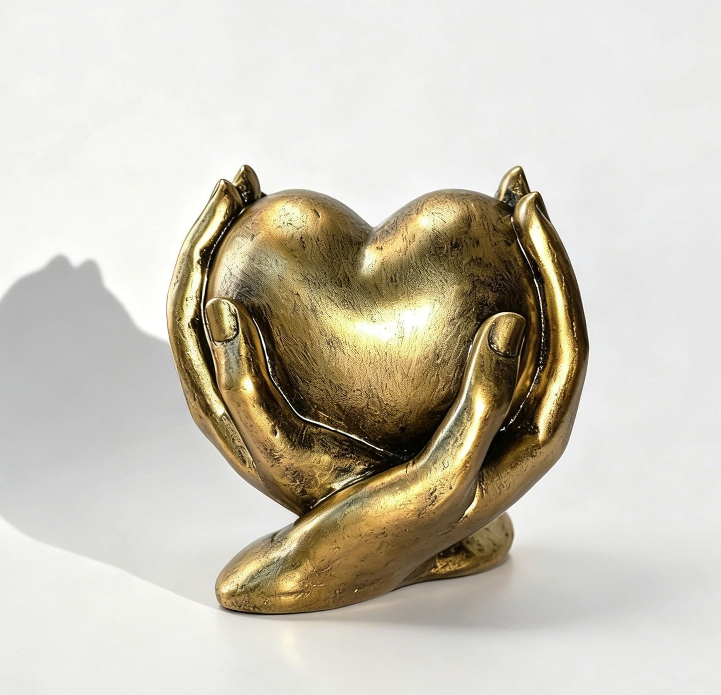 Gold Heart Hands Sculpture Boho Home Decor Accents Living Room Decor, Aesthetic Shelf Decoration, Ideal for Coffee Table, Shelves, Home, Bedroom, Birthday, Wedding Table Decor, and Symbol of Love
