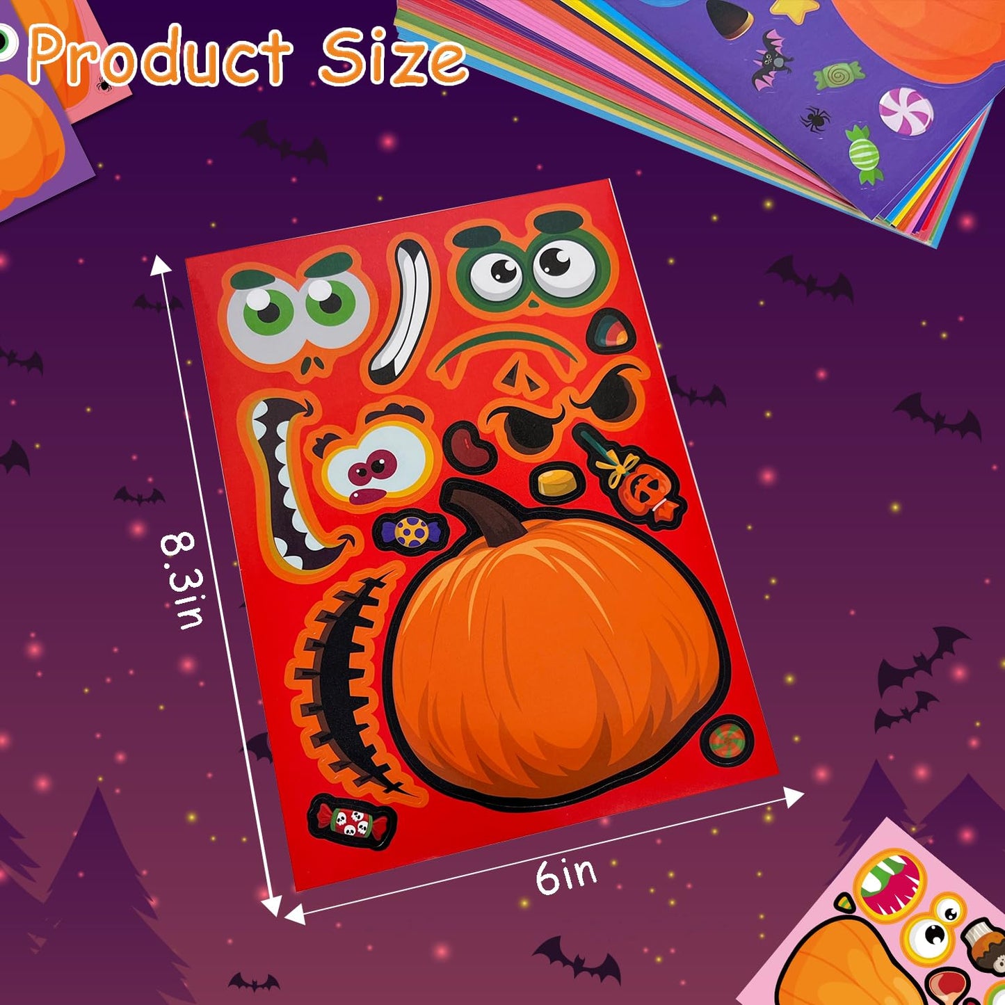 56 Sheets Halloween Pumpkin Make a Face Stickers for Kids - 14 Different Pumpkin Designs - Fun Halloween Party Favors Crafts Games & Activities Supplies