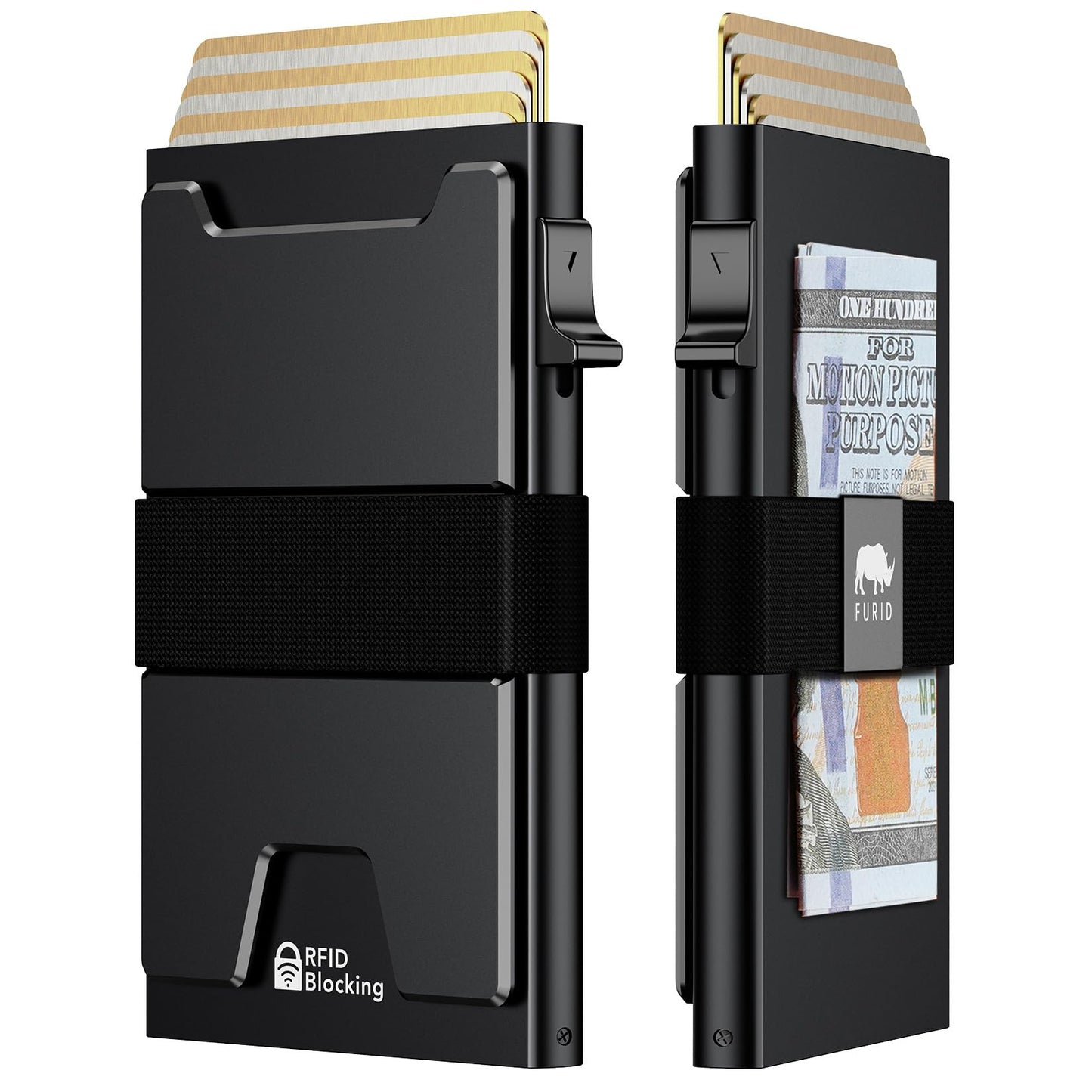 furid Smart Card Wallet for Men Slim: Minimalist Wallet For Men - RFID Blocking Pop Up Front Pocket Wallet, Metal Wallet 11 Card Holder