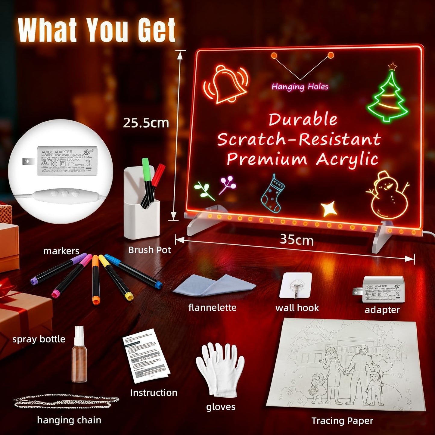 13.7" X10" Led Drawing Board for Kids with 13 Light Effects, Doodle Glow Drawing Board for Kids Gifts 8-12, Light Up Drawing Tablet Toy for Girls//Boys/Teens, Birthday Christmas Gift Ideas