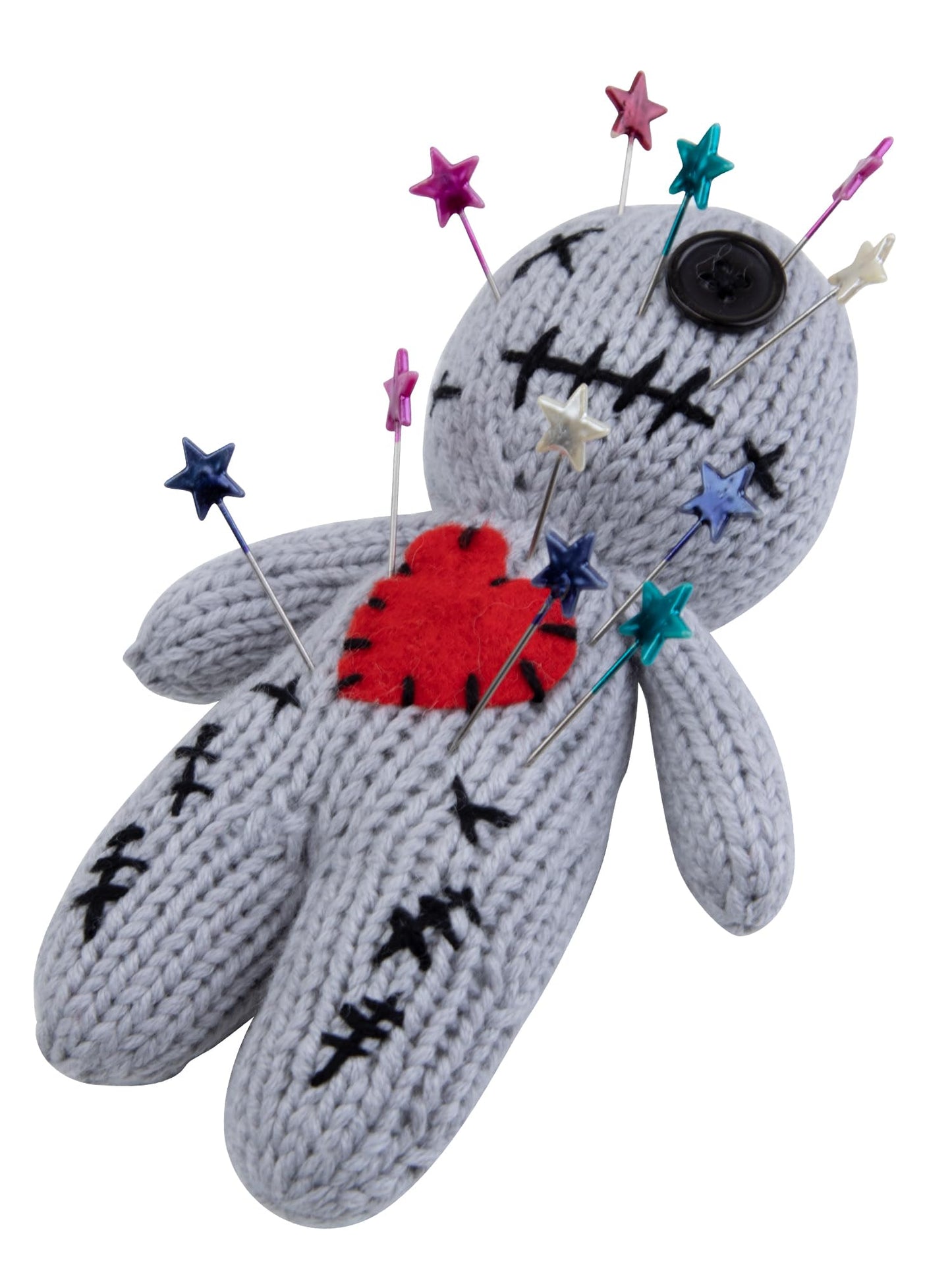 PATYGR 19 Pcs Voodoo Dolls Set with Creepy Doll Halloween Plush Pin Holder Horror Unique Funny Christmas Ornaments Fidget Gift for Adult(Knitwear, Grey)
