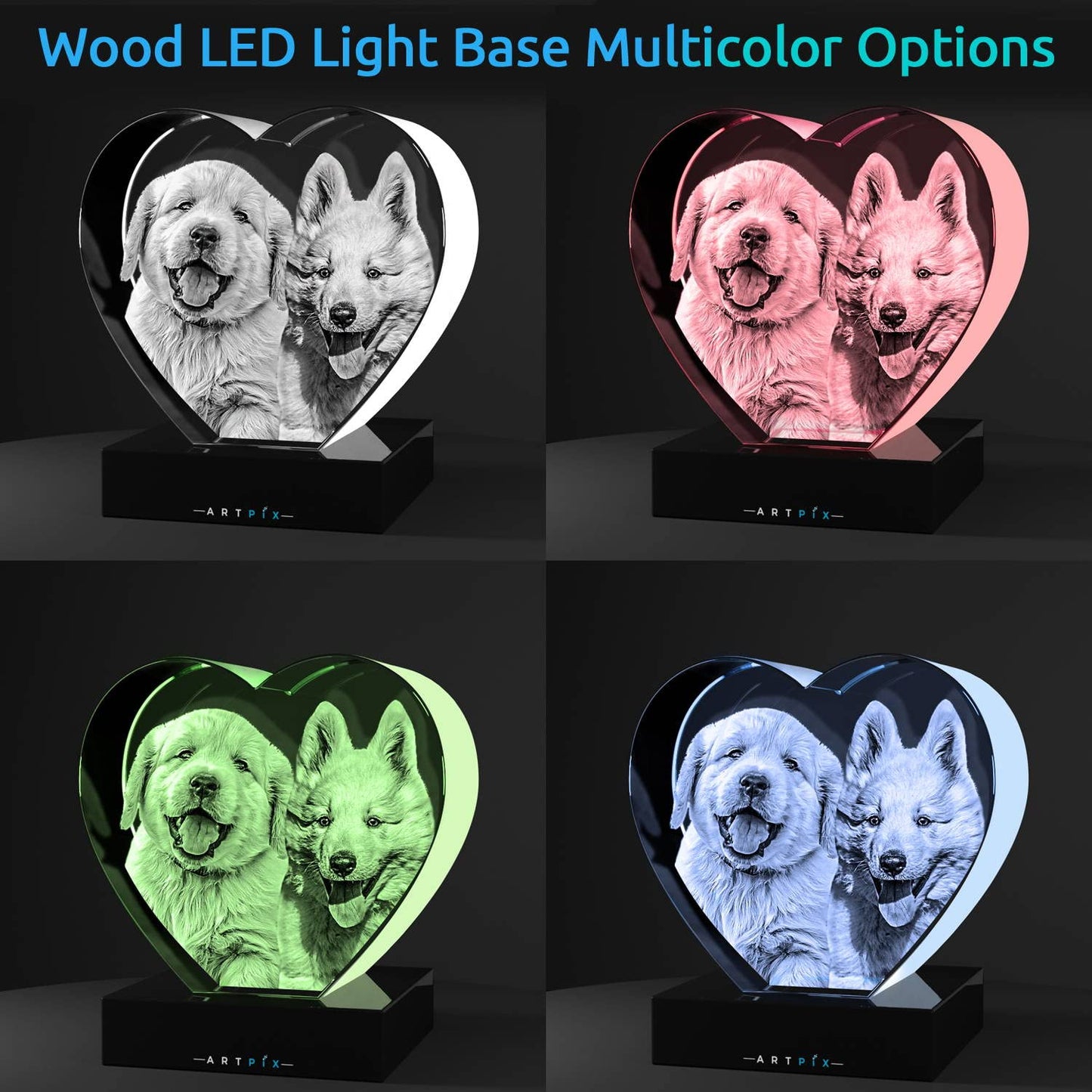 ArtPix 3D Crystal Photo, Personalized Gifts for Women, Wife, Her, Him, Men, Husband, Grandma, Customized Mothers Day Gifts for Mom With Your Own Photo, Custom Glass 3D Laser Etched Picture Frame Heart